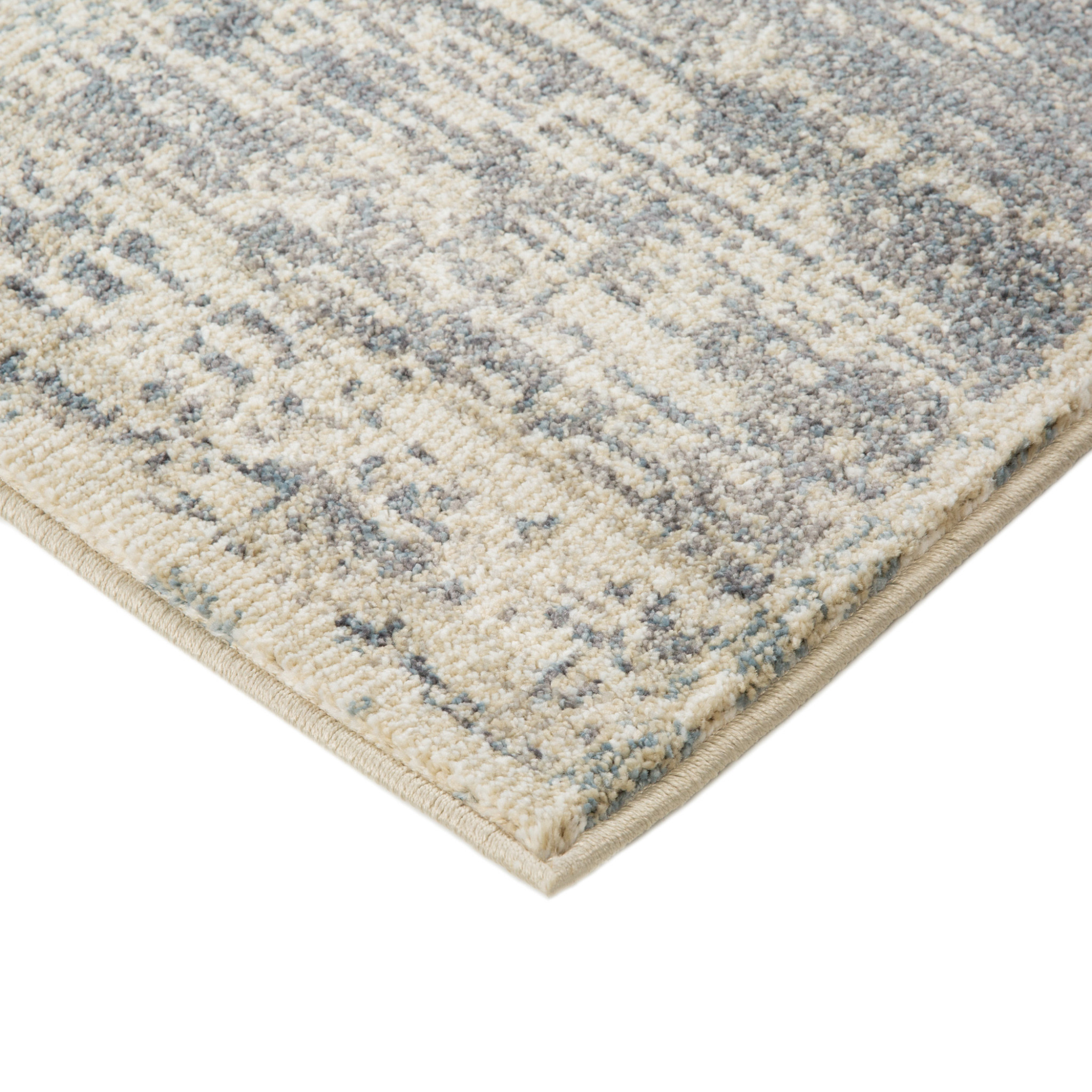 2 x 3 Light Blue geometric Power Loom Area Rug With Fringe