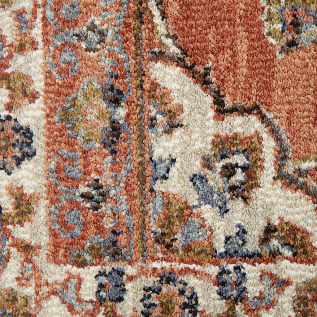 6 x 9 Orange Floral Power Loom Area Rug