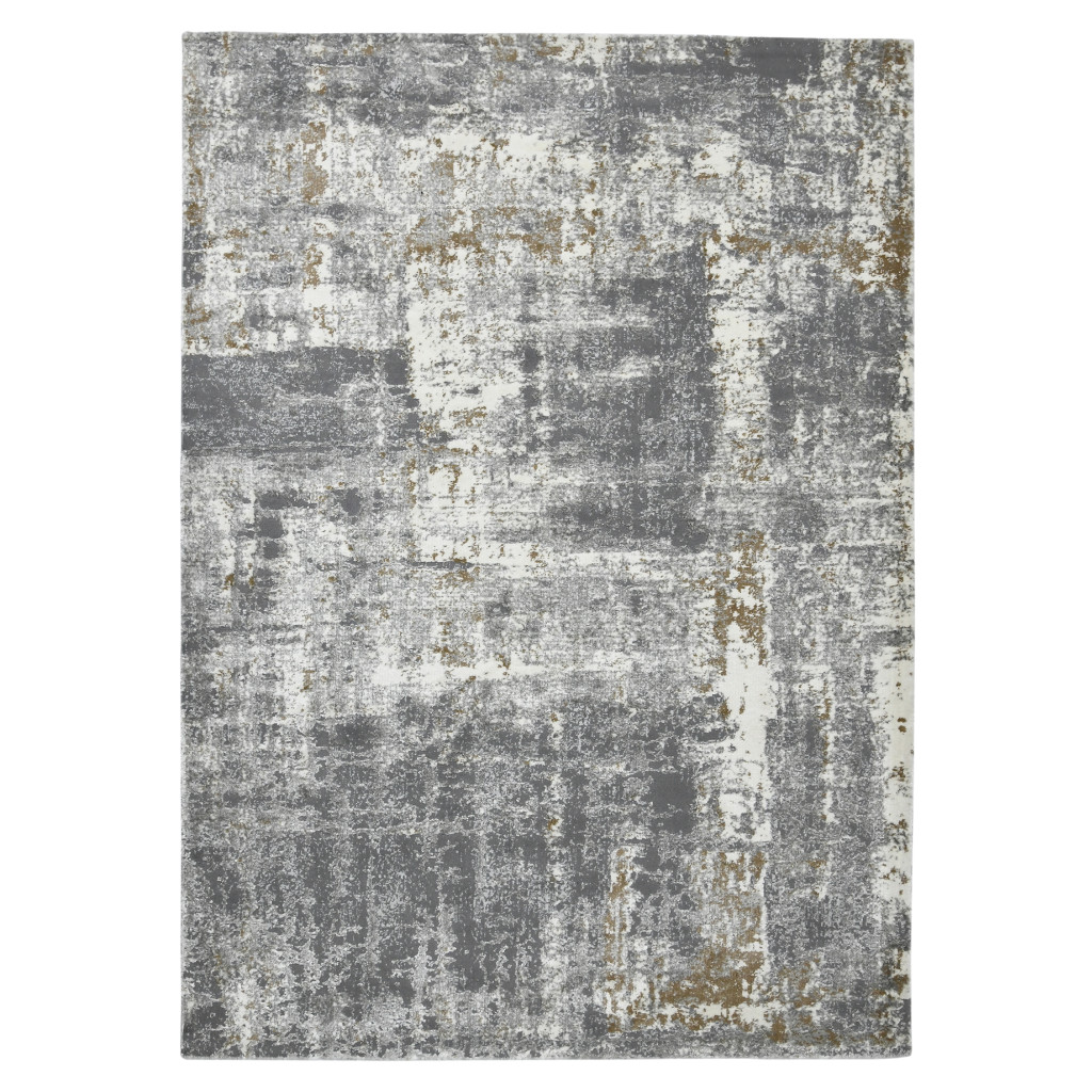 5' x 8' Gray and Ivory Abstract Power Loom Area Rug-532291-1