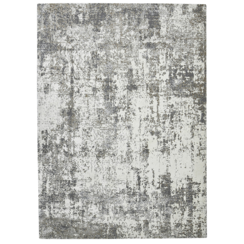 5' x 8' Gray and Ivory Abstract Power Loom Area Rug-532295-1