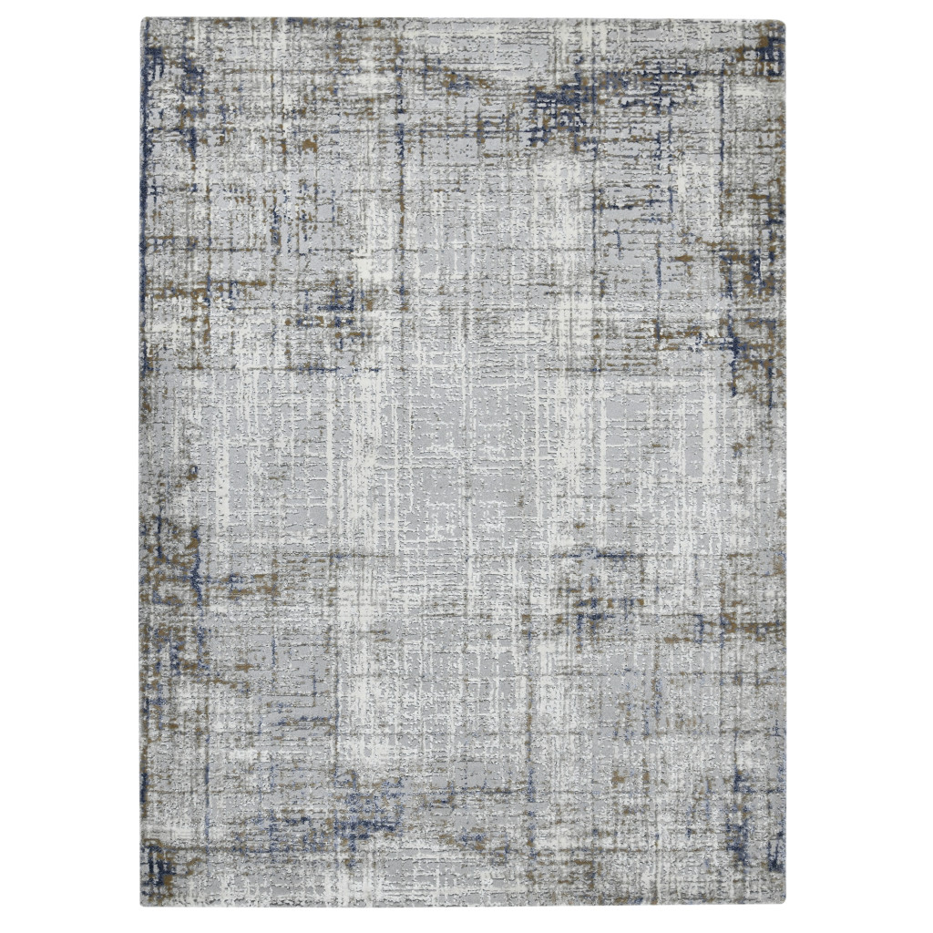 5' x 8' Gray and Gold Abstract Power Loom Area Rug-532303-1