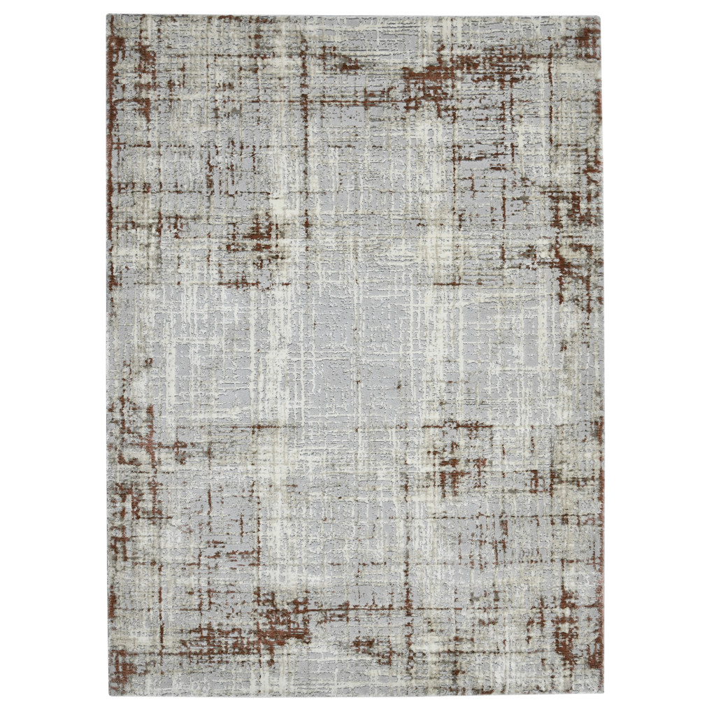 2' x 3' Gray and Red Abstract Power Loom Area Rug-532305-1