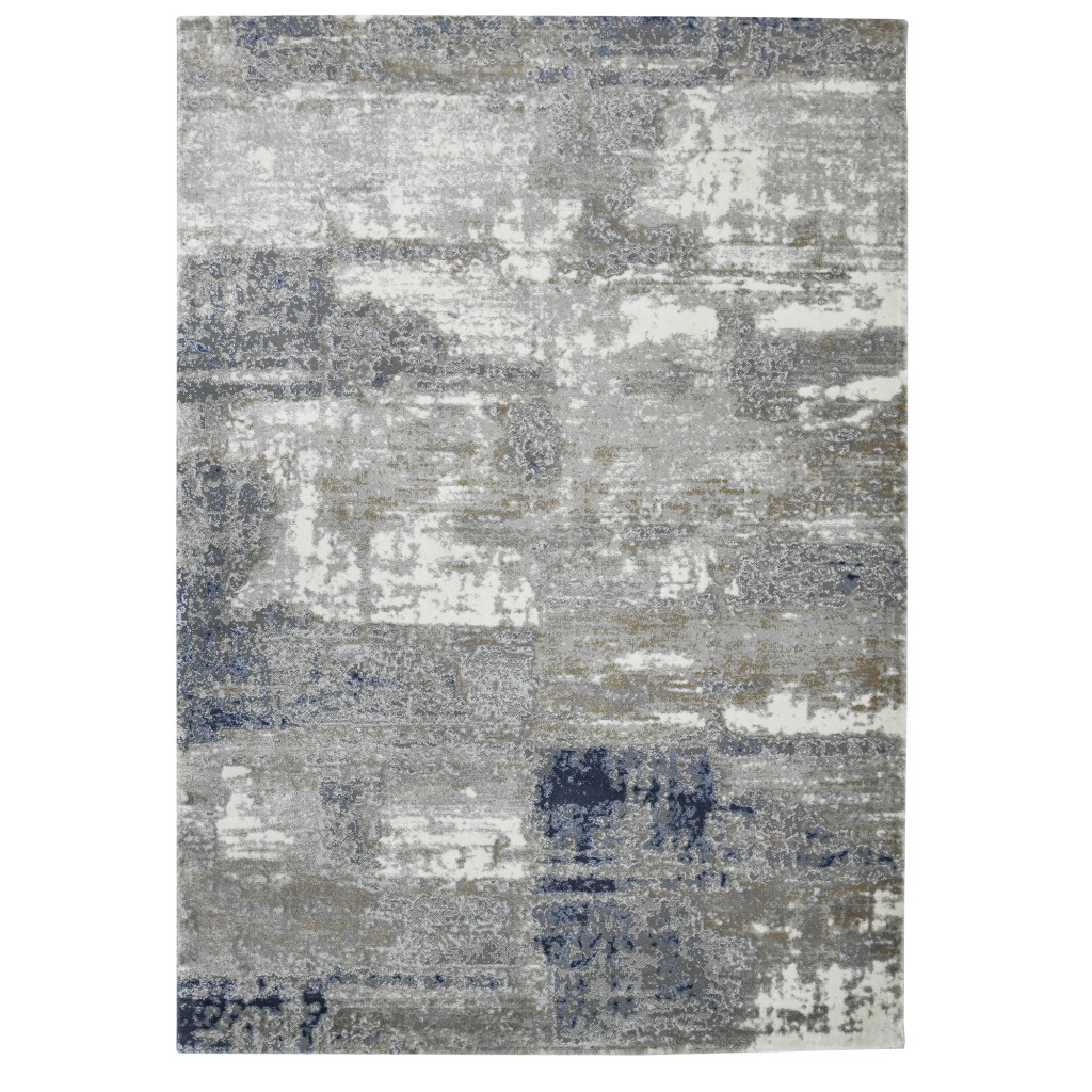 5' x 8' Gray and Blue Abstract Power Loom Area Rug-532319-1