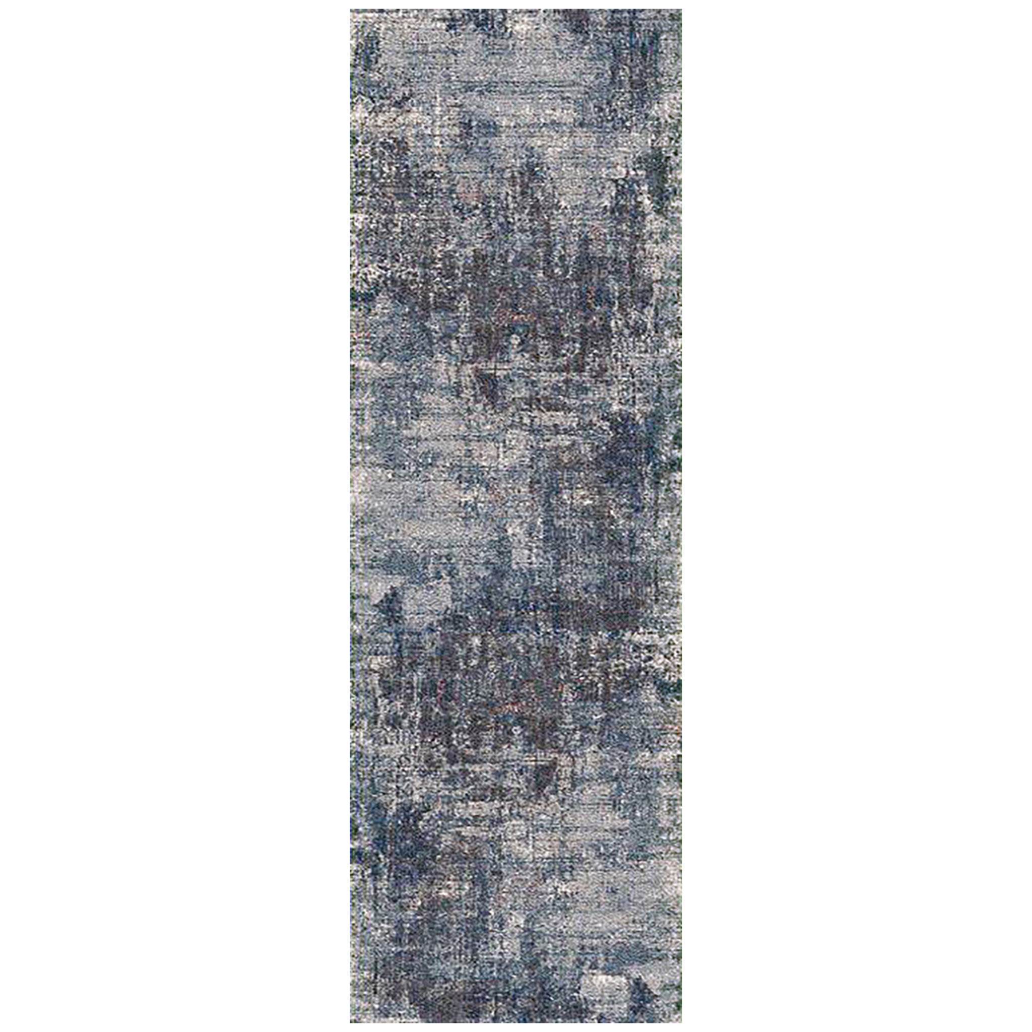 8' Gray and Orange Abstract Power Loom Runner Rug-532327-1
