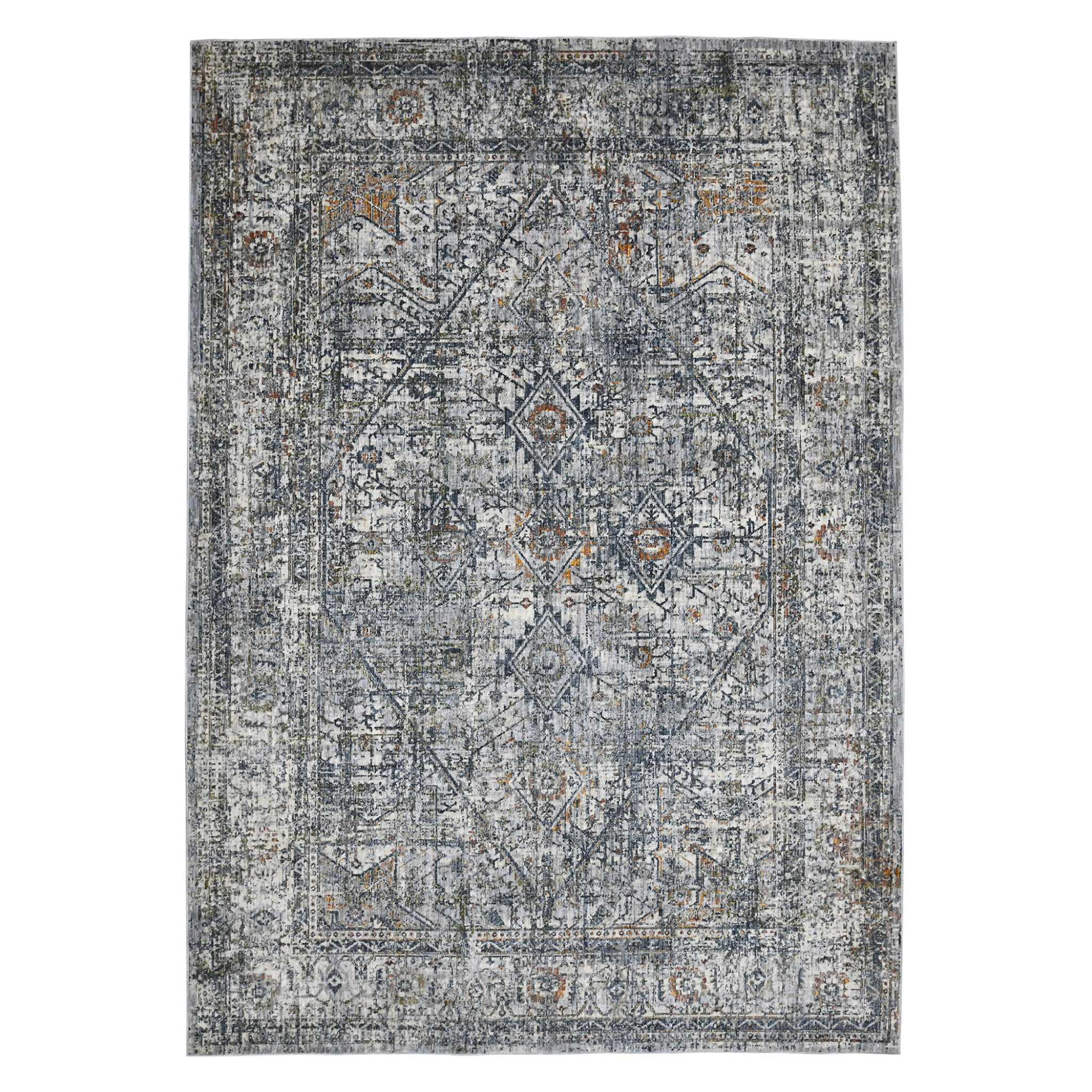 5' x 8' Gray and Ivory Oriental Power Loom Area Rug-532333-1