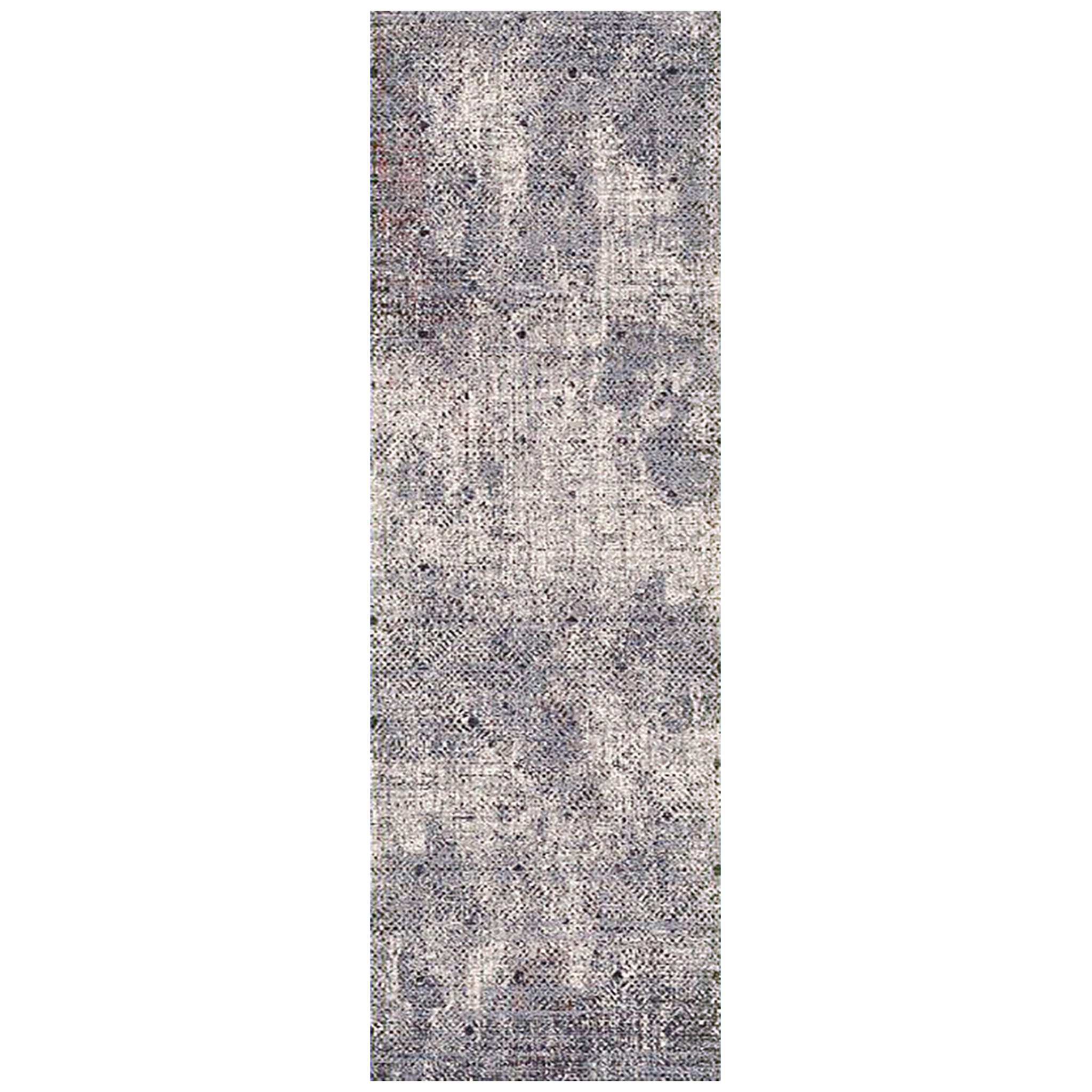 8' Gray and Ivory Abstract Power Loom Runner Rug-532337-1