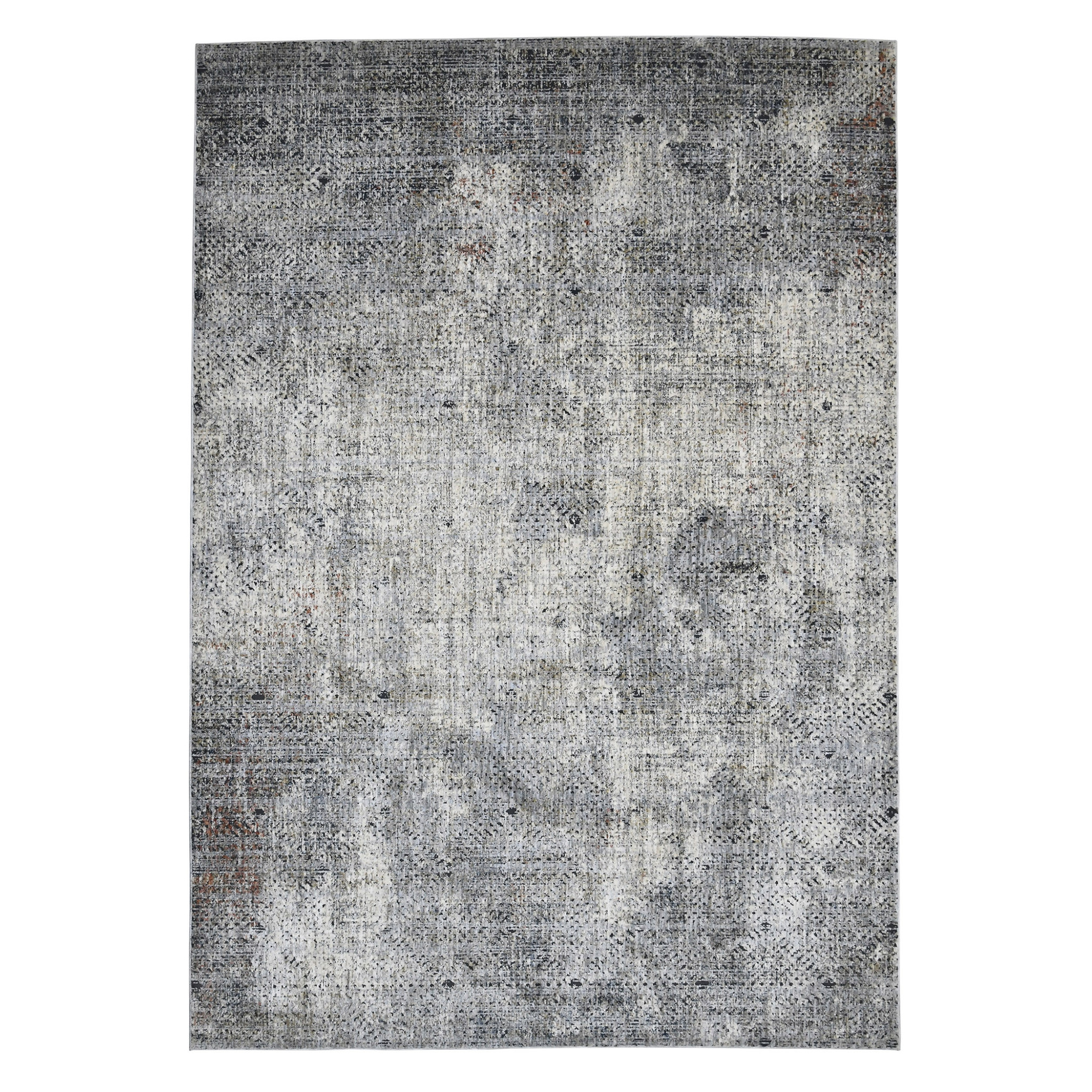 5' x 8' Gray and Ivory Abstract Power Loom Area Rug-532338-1