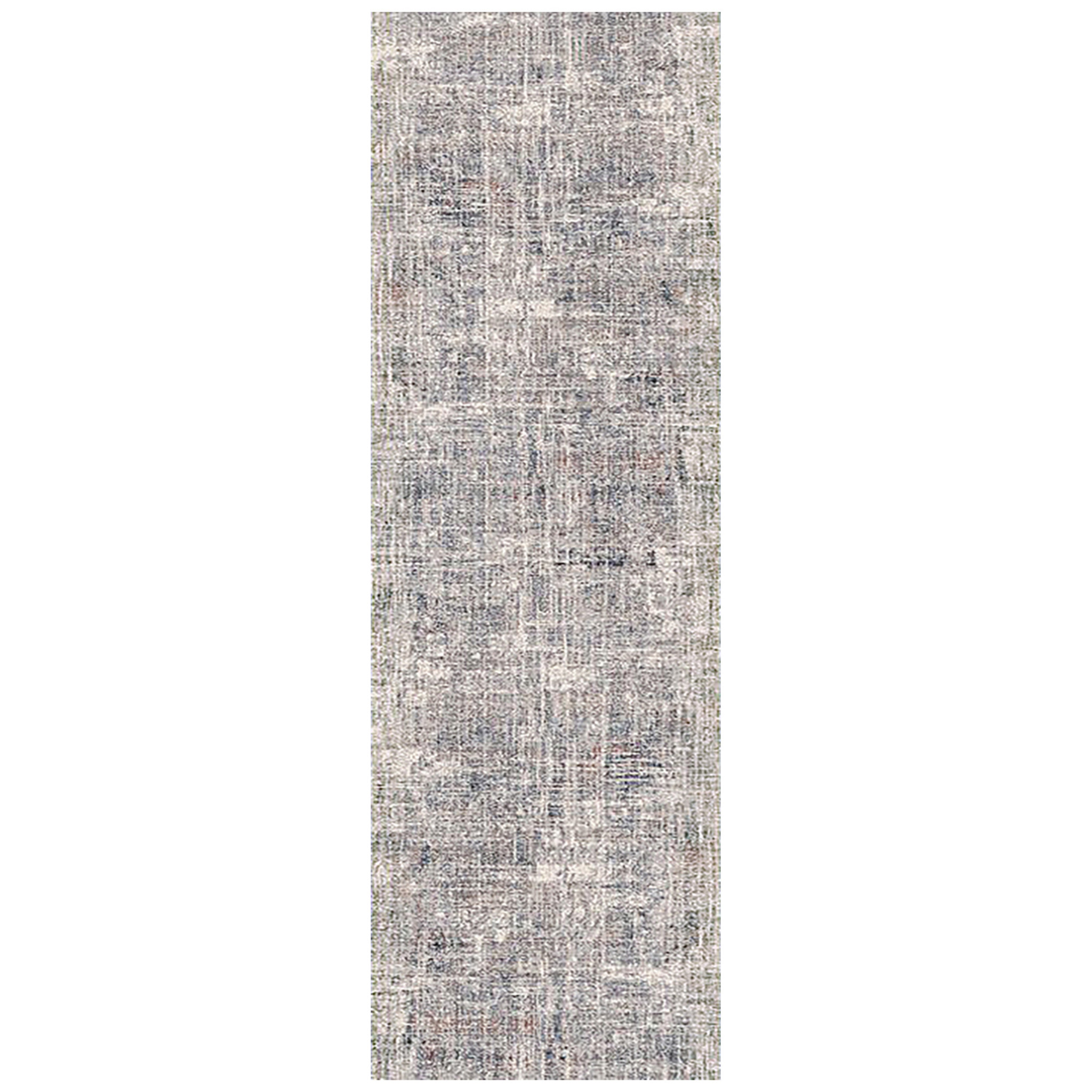 8' Gray and Orange Abstract Power Loom Runner Rug-532342-1