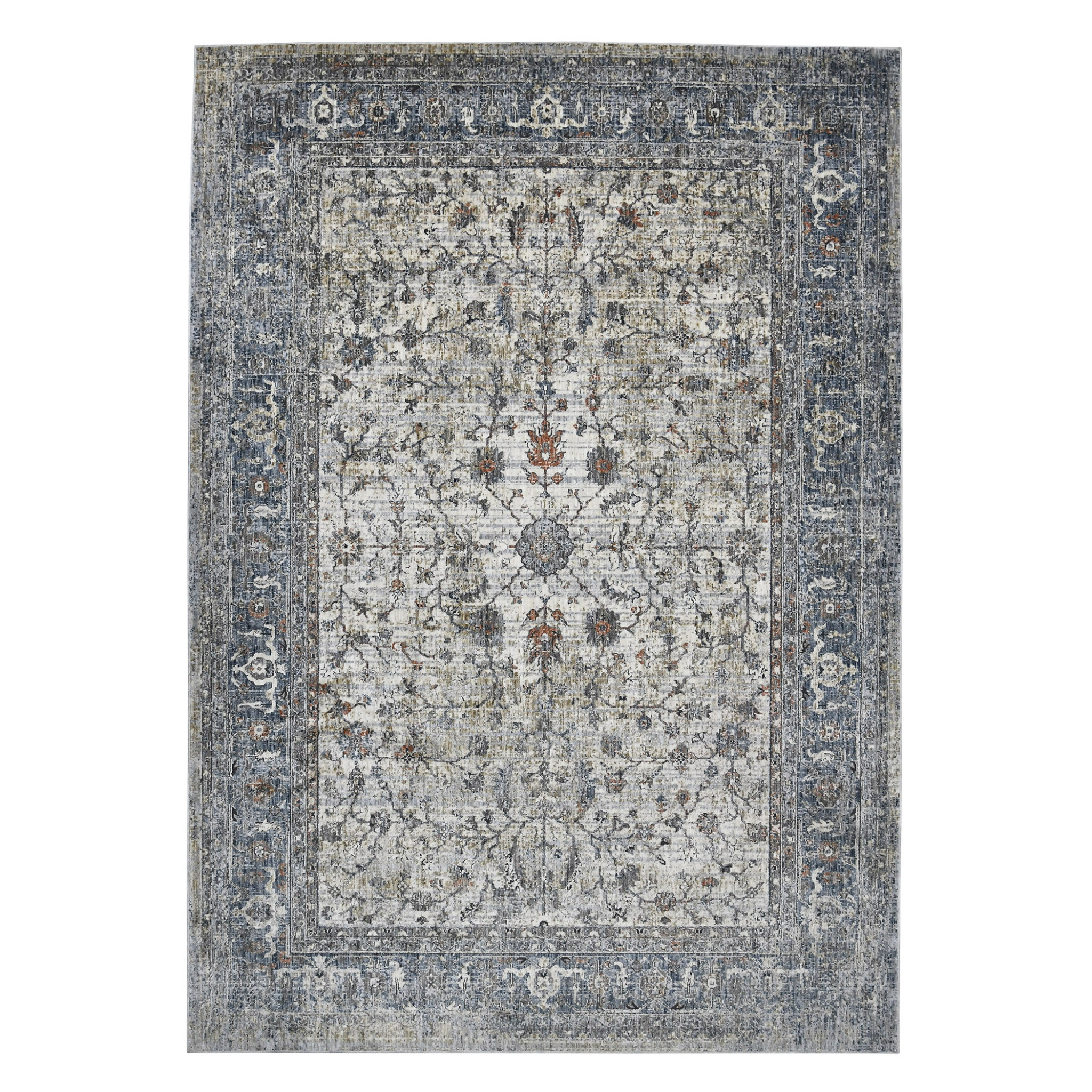 5' x 8' Gray and Ivory Oriental Power Loom Area Rug-532348-1