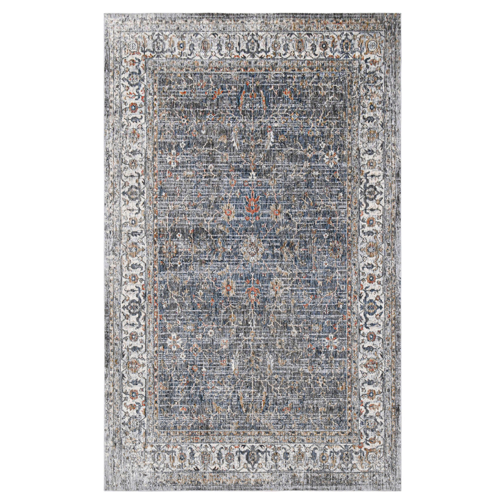5' x 8' Gray and Brown Oriental Power Loom Area Rug-532353-1