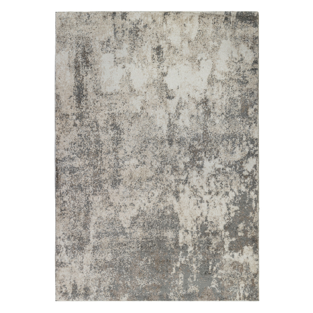 2" X 3" Beige Ivory and Gray Abstract Power Loom Area Rug