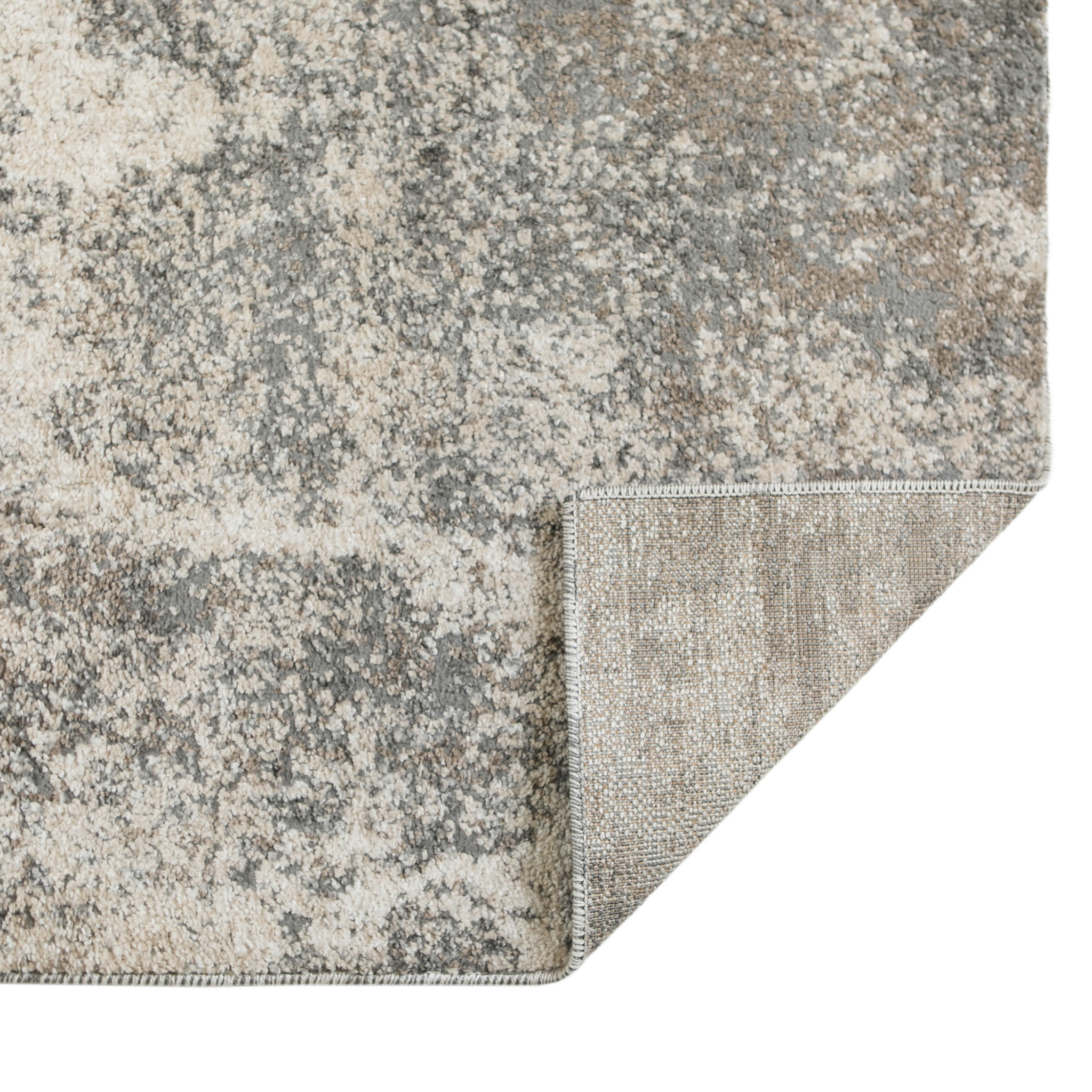 2" X 3" Beige Ivory and Gray Abstract Power Loom Area Rug