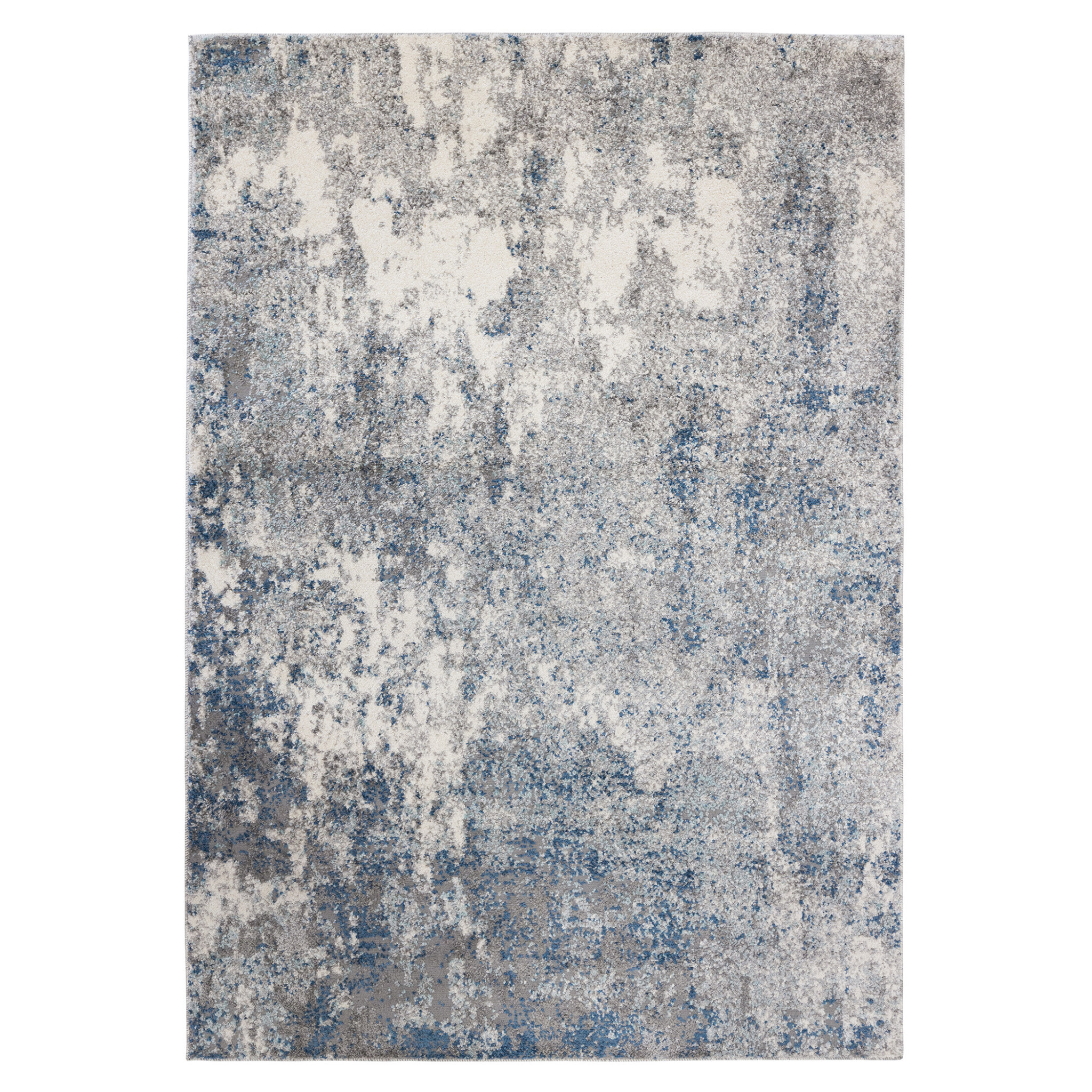 8" X 10" Gray and Light Blue Abstract Power Loom Area Rug