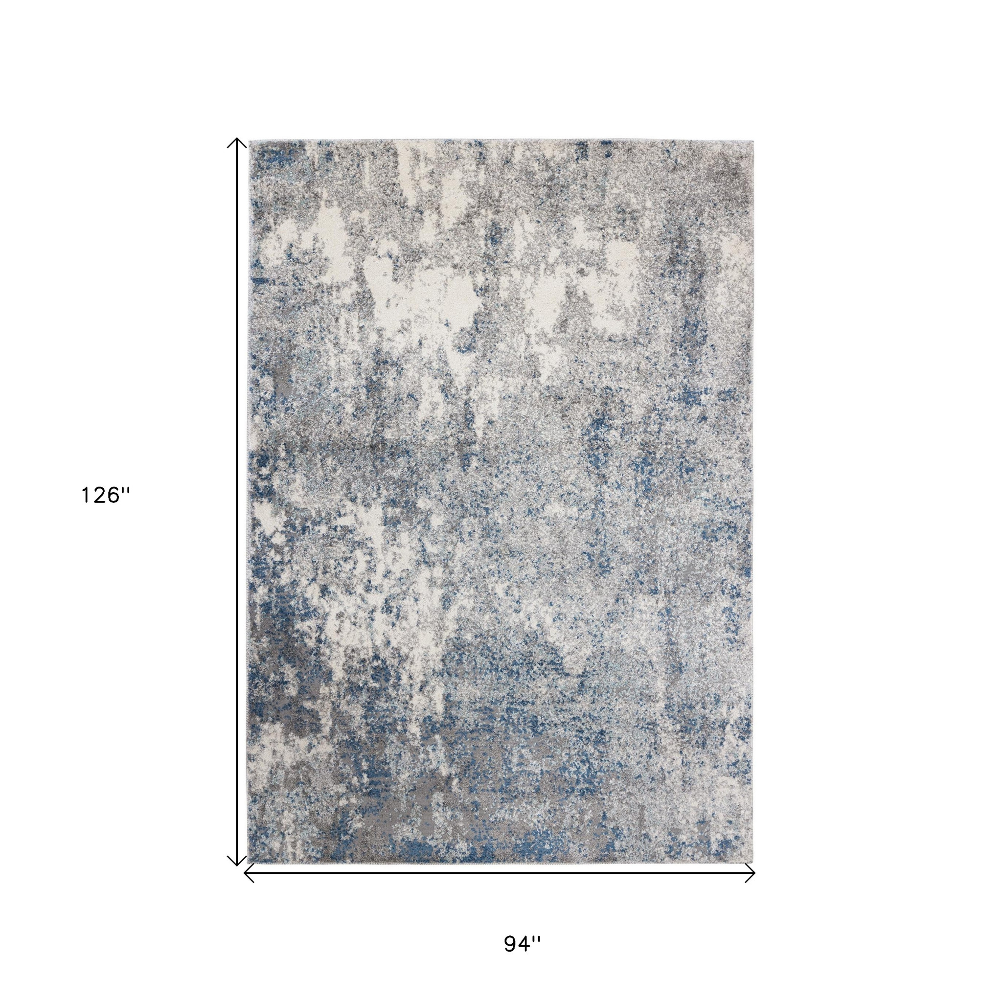 8" X 10" Gray and Light Blue Abstract Power Loom Area Rug