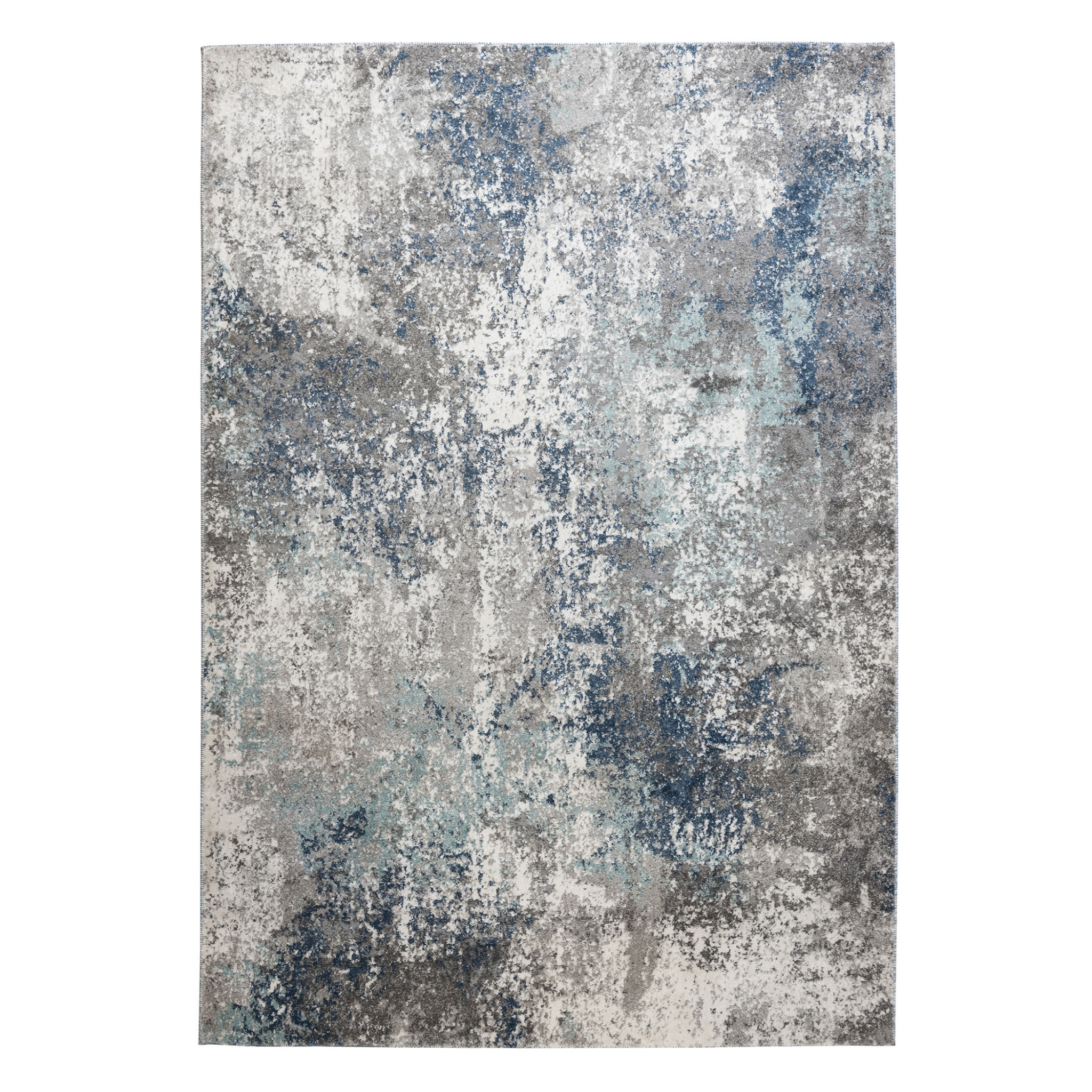 8' x 10' Gray and Blue Abstract Power Loom Area Rug-532397-1