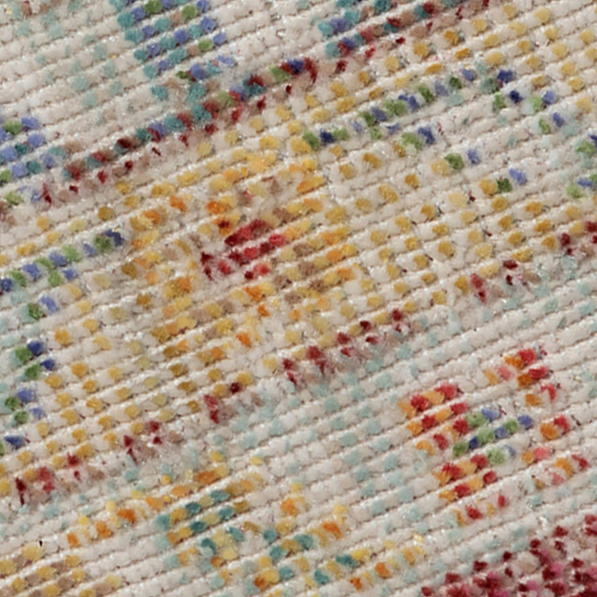 2" X 3" Ivory Red and Blue Medallion Power Loom Worn Faded Area Rug