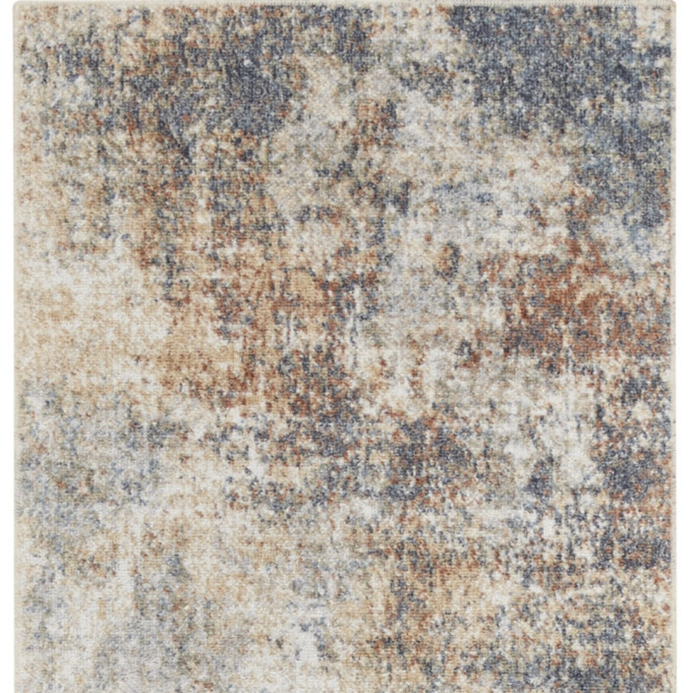 10" Runner Cream Abstract Power Loom Runner Rug