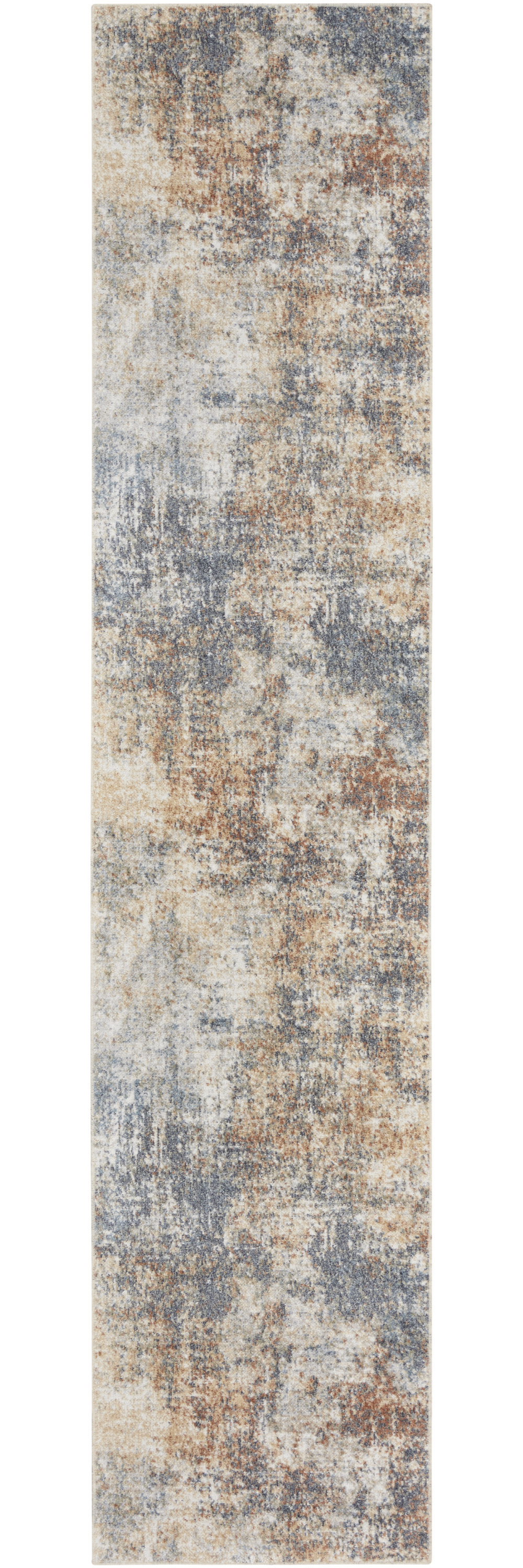 10" Runner Cream Abstract Power Loom Runner Rug