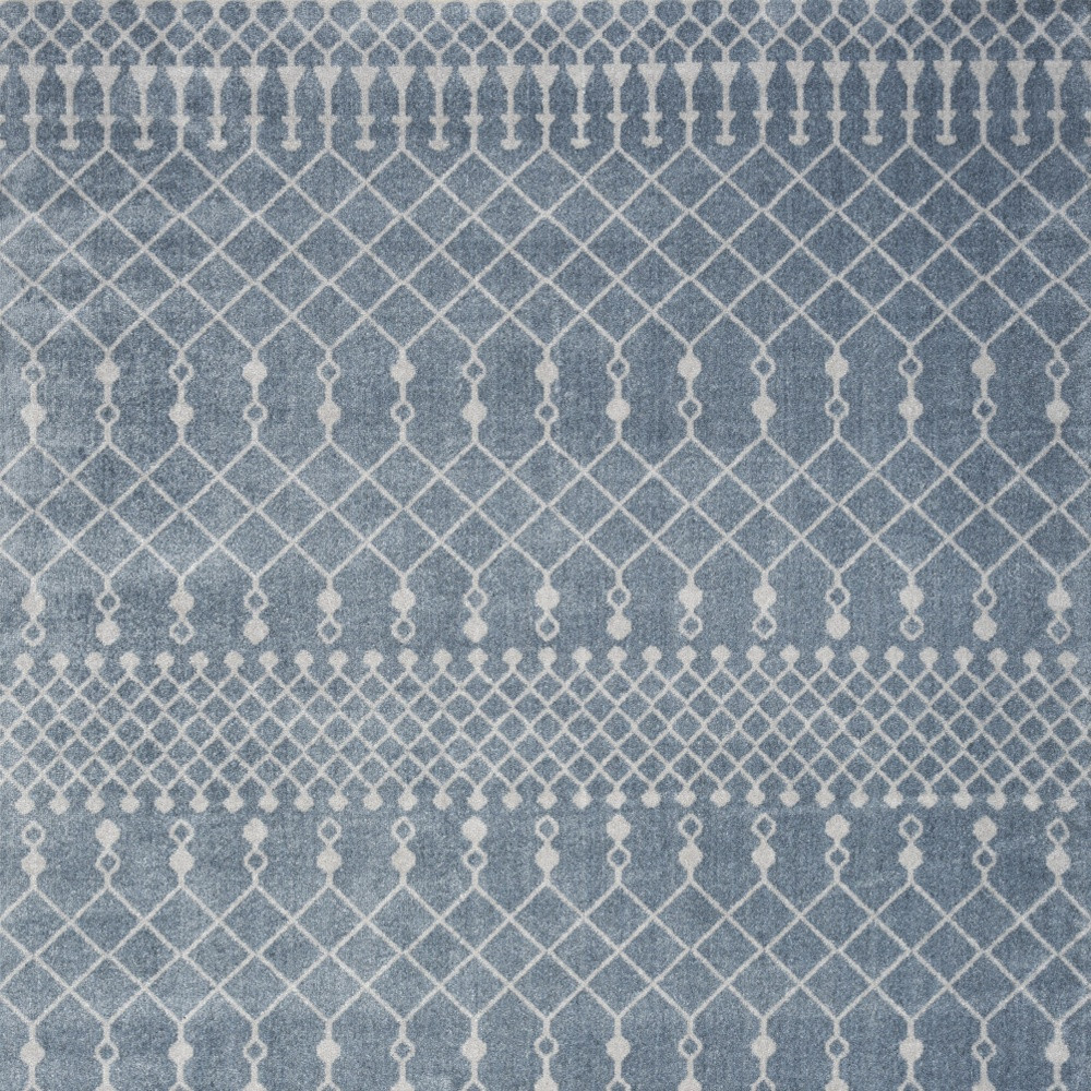 5" X 7" Blue and Ivory Abstract Power Loom Washable Area Rug