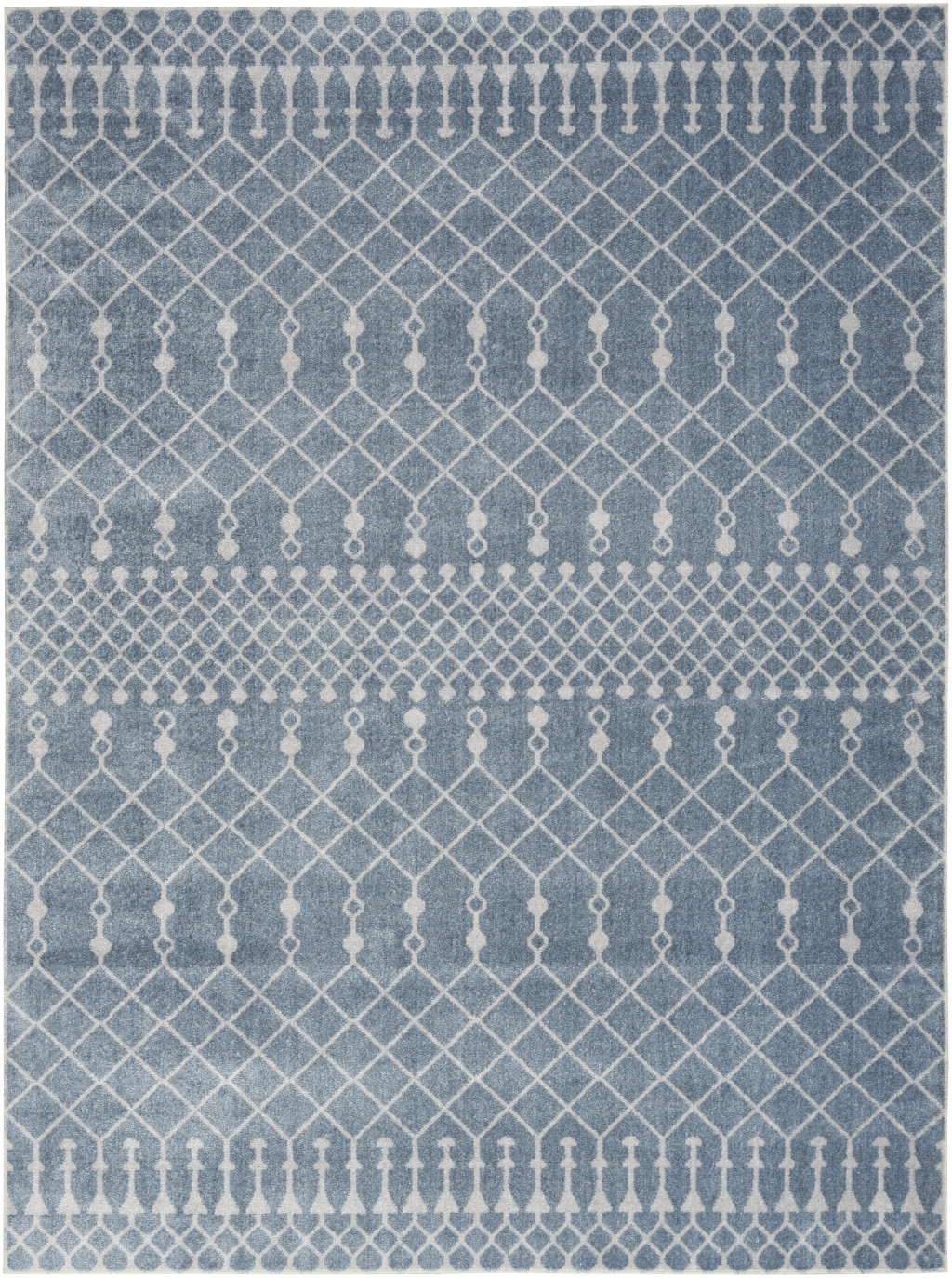 7" X 9" Blue and Ivory Abstract Power Loom Washable Area Rug