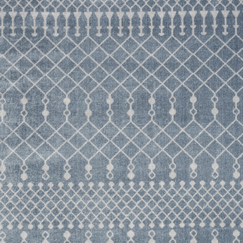 7" X 9" Blue and Ivory Abstract Power Loom Washable Area Rug
