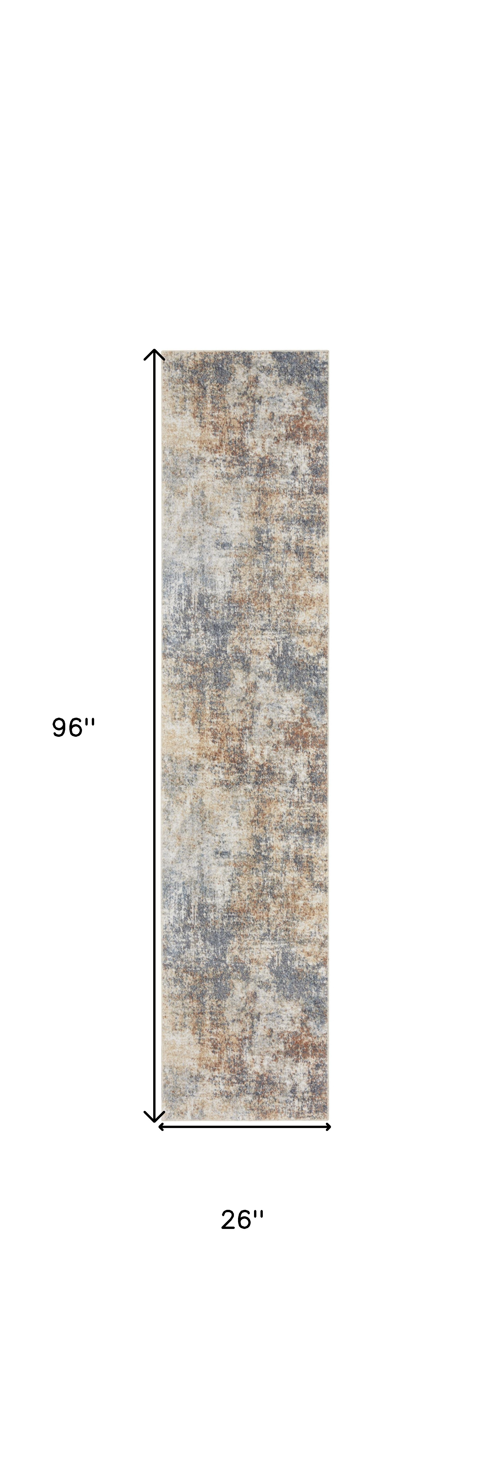 8" Runner Cream Abstract Power Loom Runner Rug