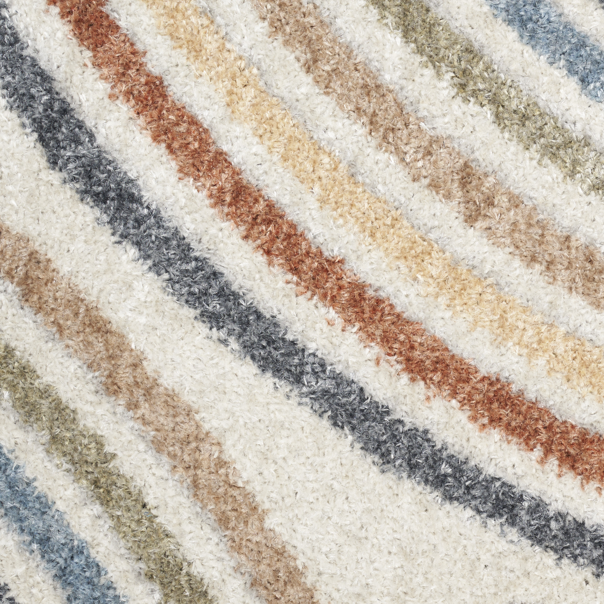 8" Runner Blue and Ivory Abstract Power Loom Washable Runner Rug