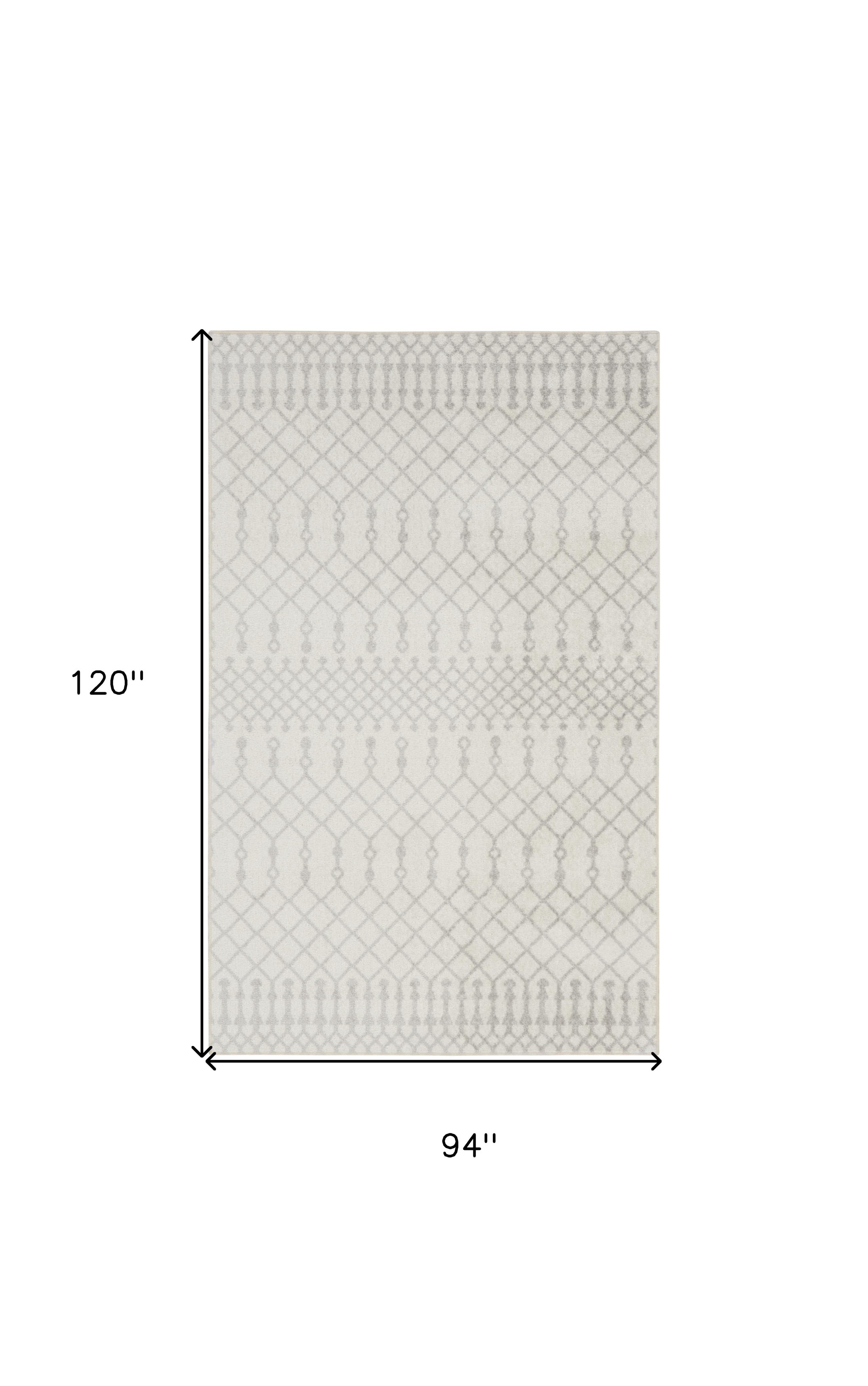 8" X 10" Blue and Ivory Abstract Power Loom Washable Area Rug