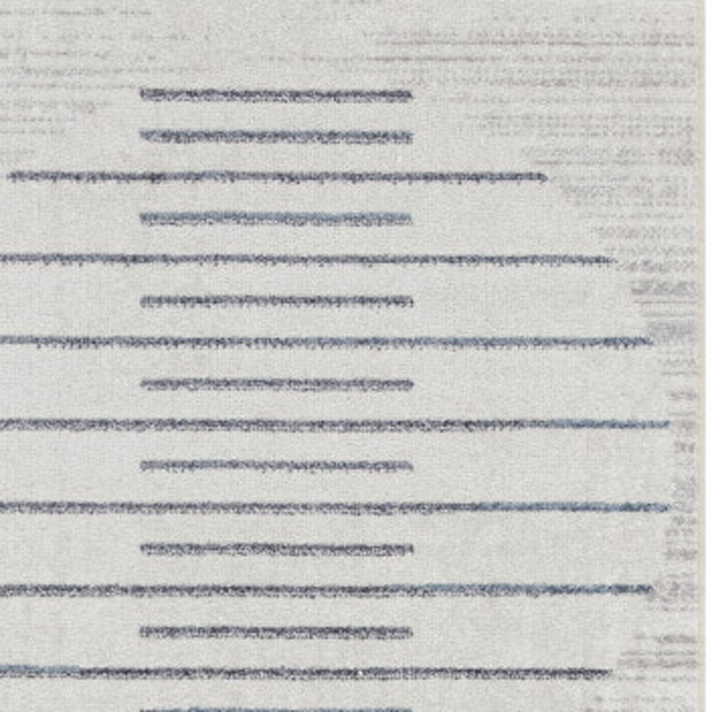 12" Runner Blue and Ivory Geometric Power Loom Washable Runner Rug