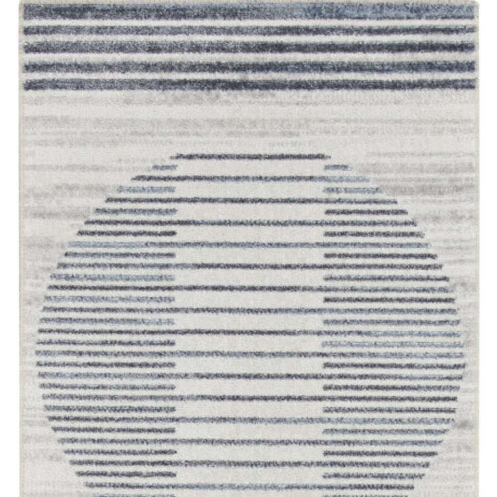 8" Runner Blue and Ivory Geometric Power Loom Washable Runner Rug