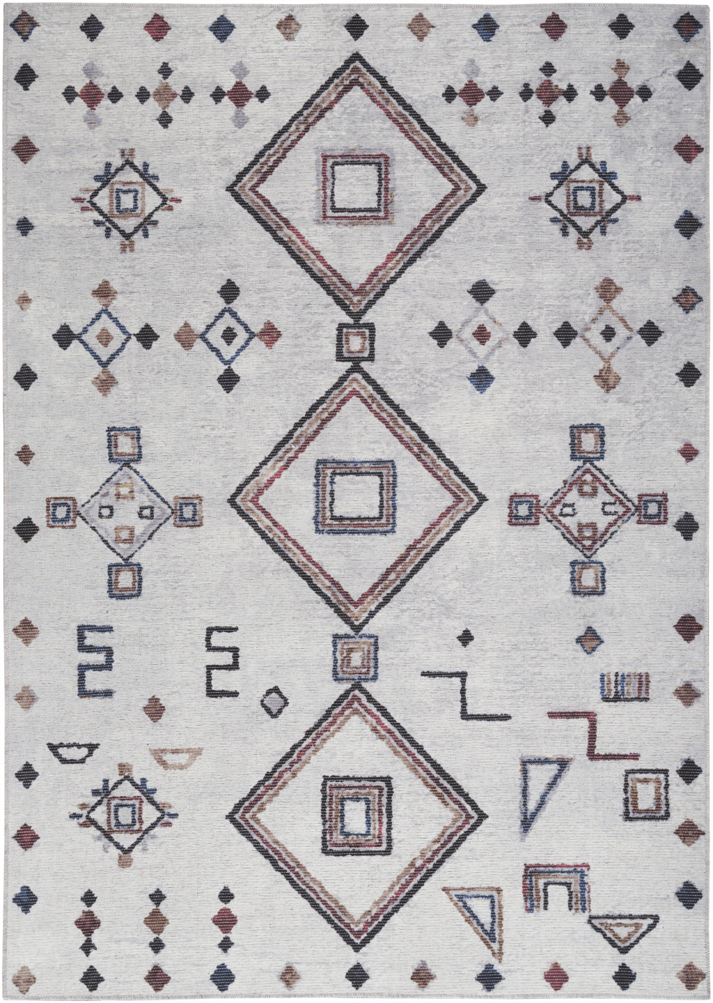 6 x 9 gray and Brown geometric Power Loom Washable Area Rug