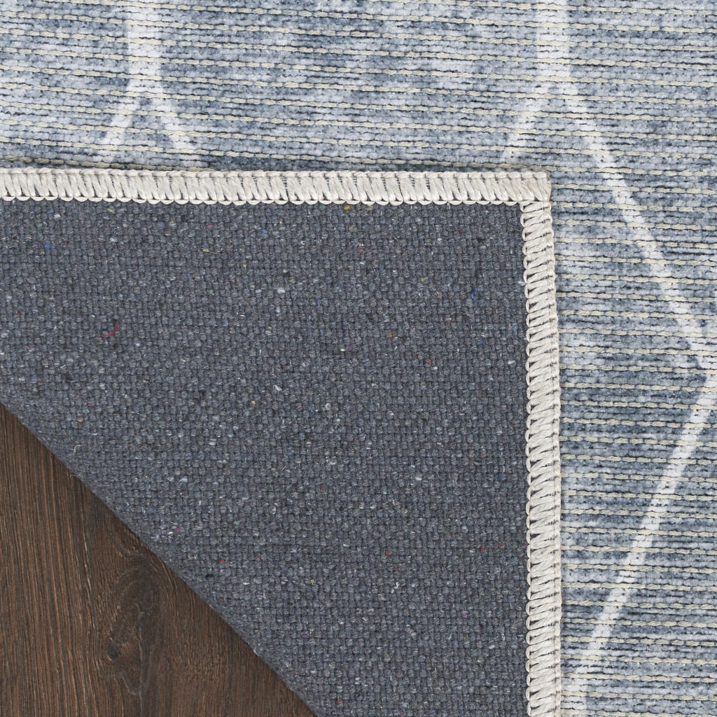 5" X 7" Blue and Gray Geometric Power Loom Washable Area Rug