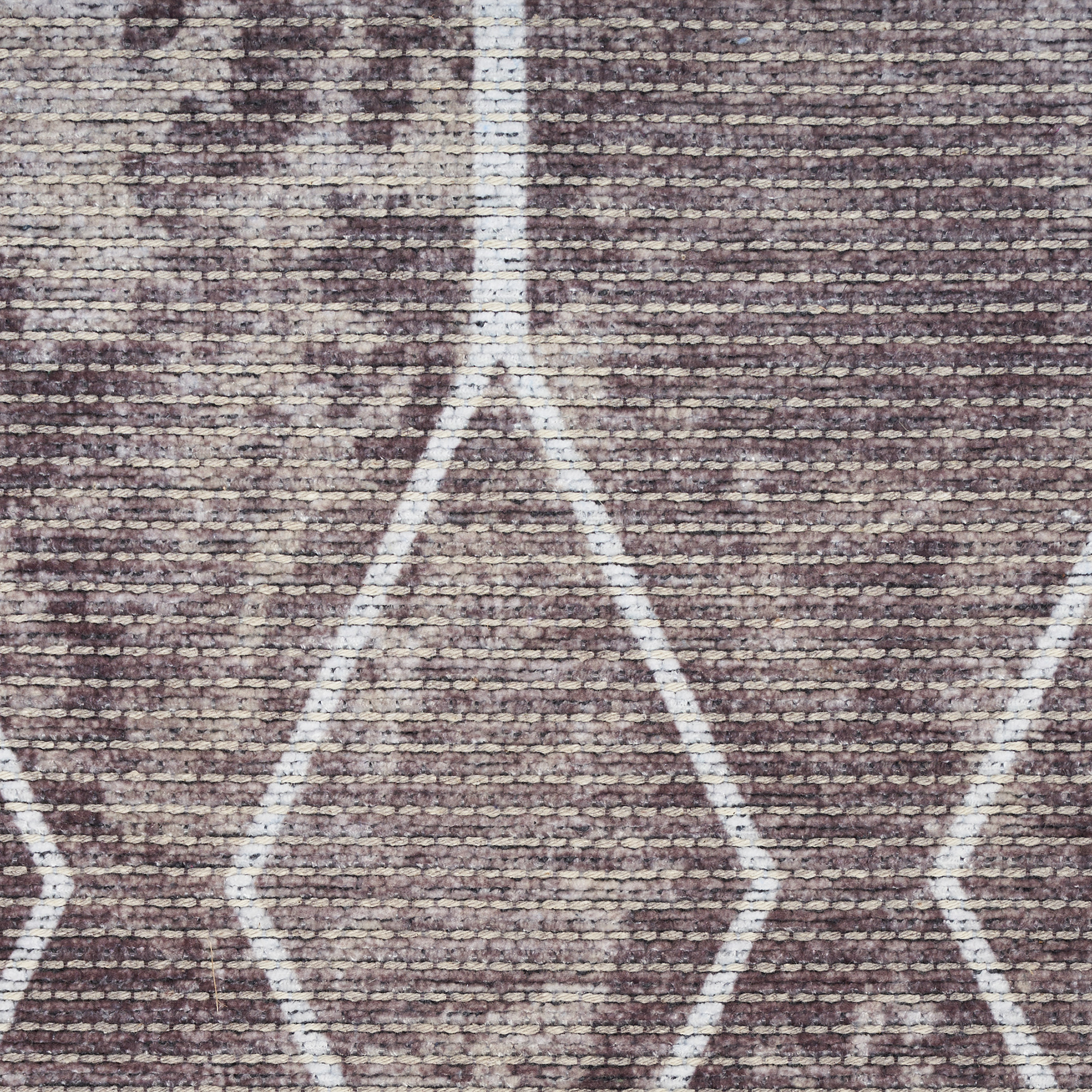 8" X 10" Brown and Ivory Geometric Power Loom Washable Area Rug