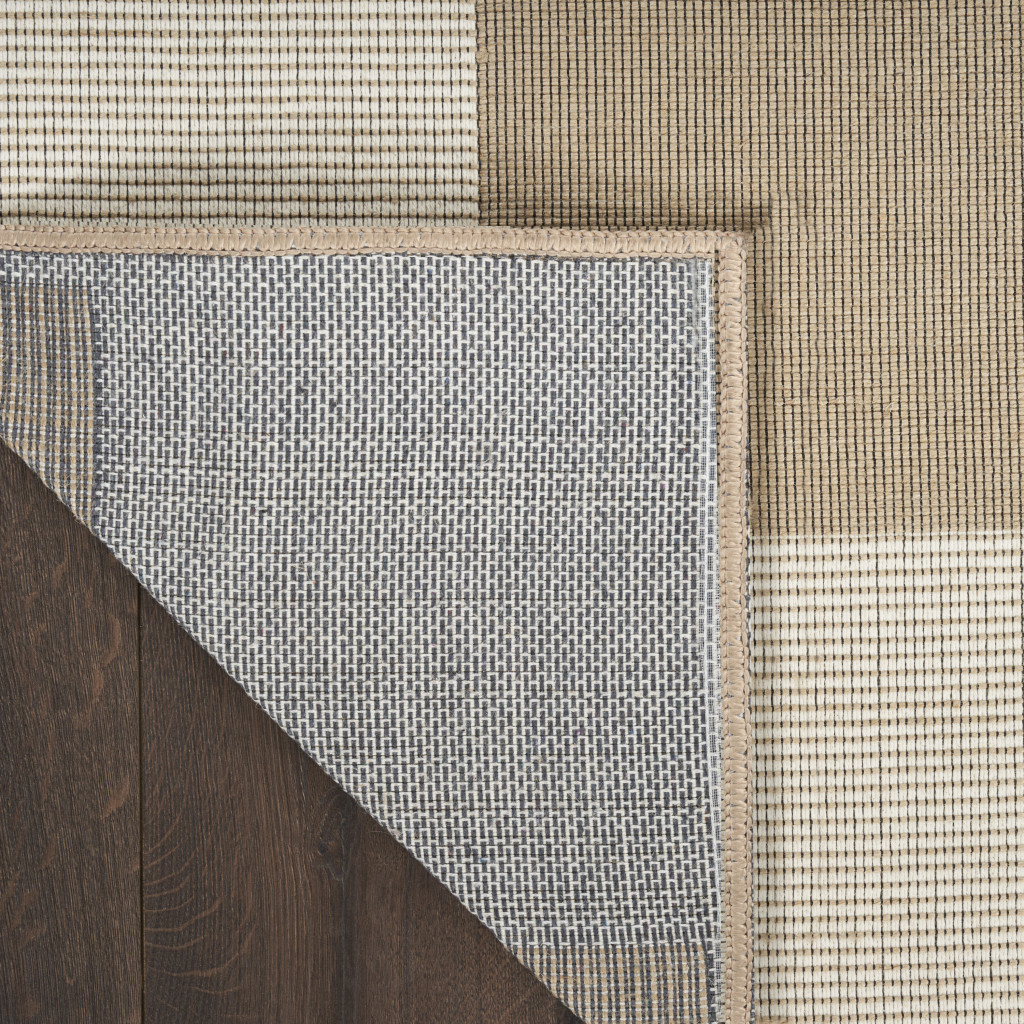8" X 10" Natural and Ivory Geometric Power Loom Washable Non Skid Area Rug