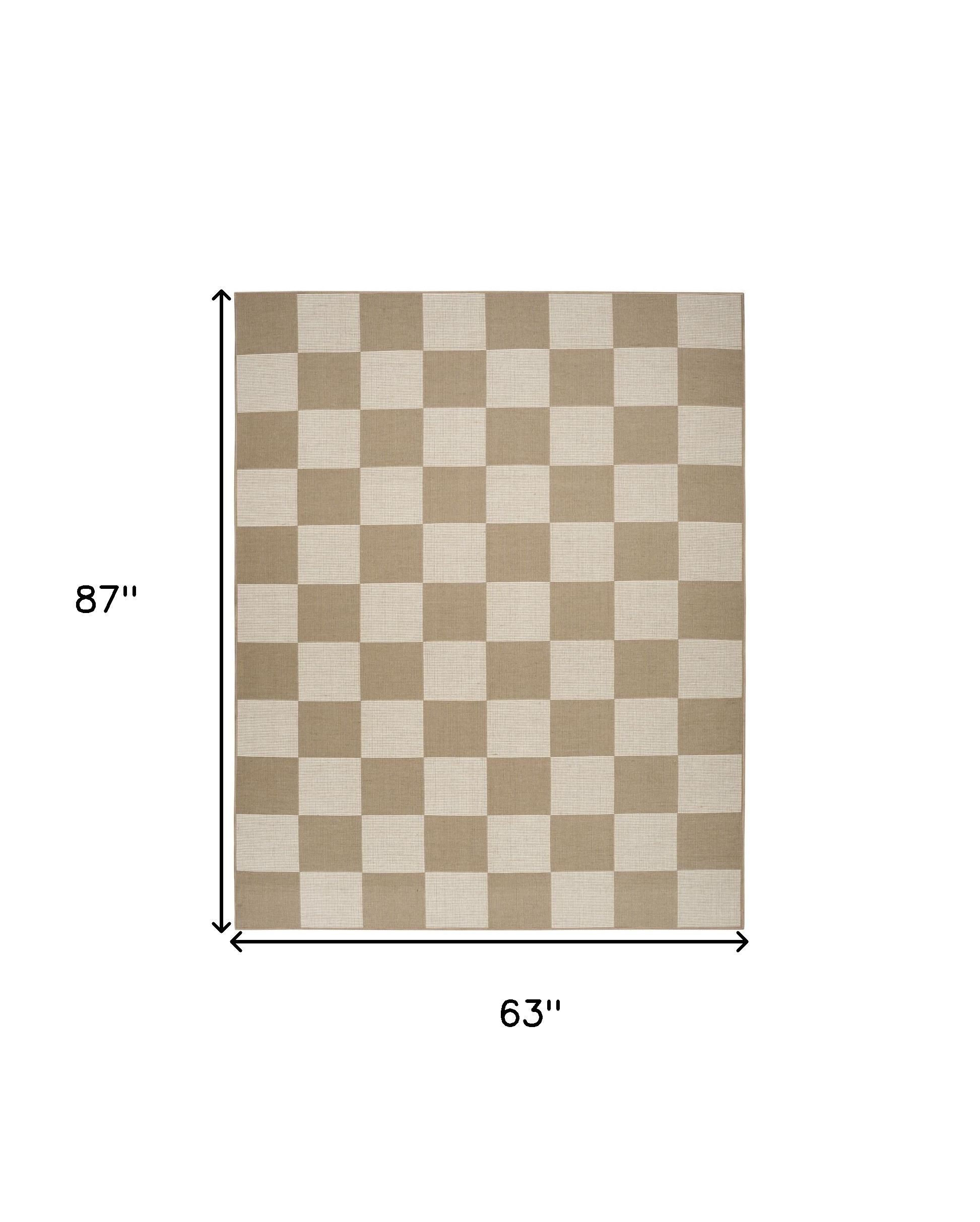 5" X 7" Natural and Ivory Geometric Power Loom Washable Non Skid Area Rug