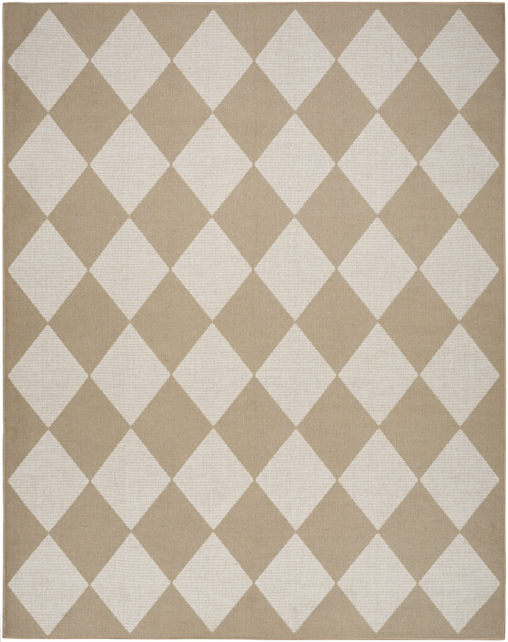 5" X 7" Natural and Ivory Geometric Power Loom Washable Non Skid Area Rug