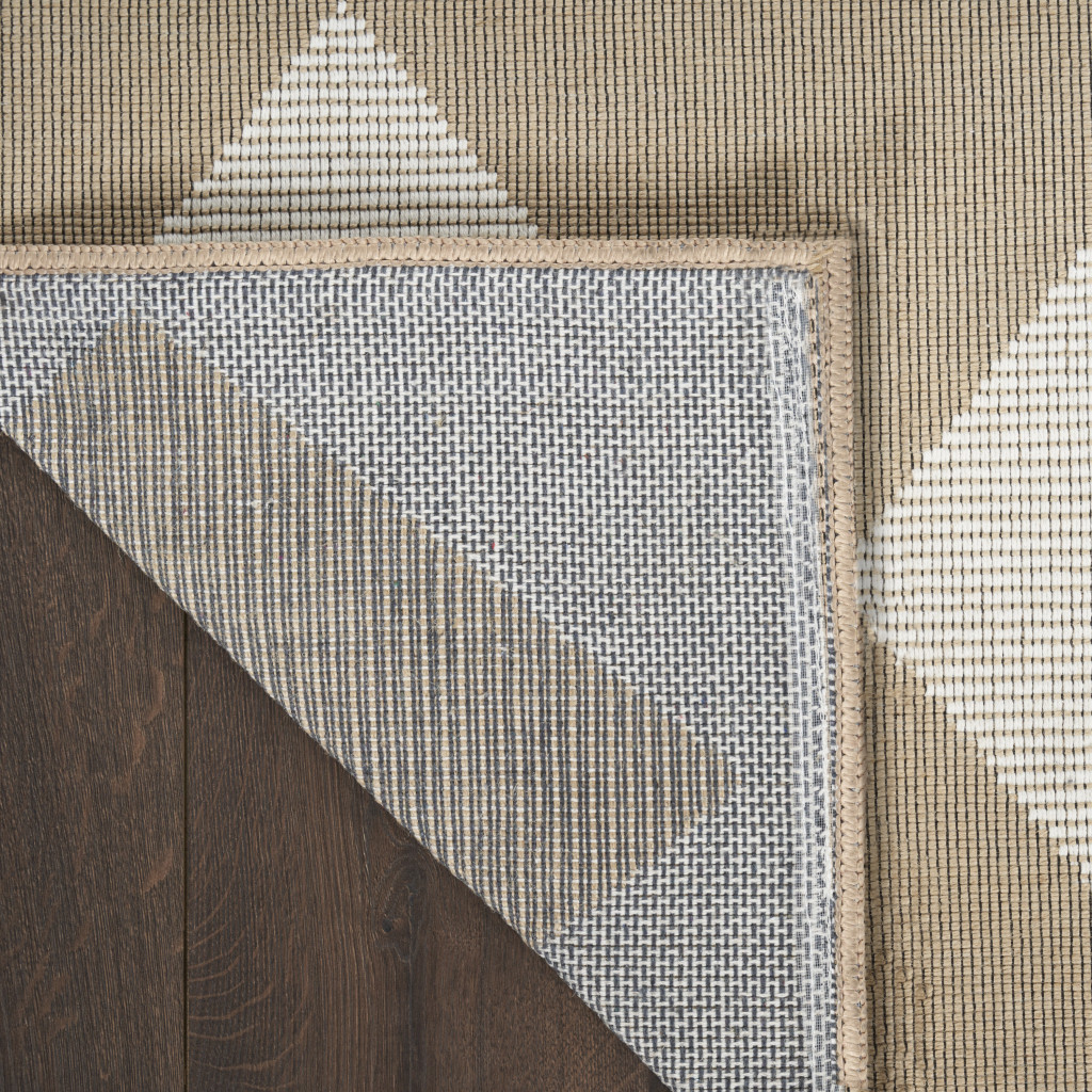 5" X 7" Natural and Ivory Geometric Power Loom Washable Non Skid Area Rug