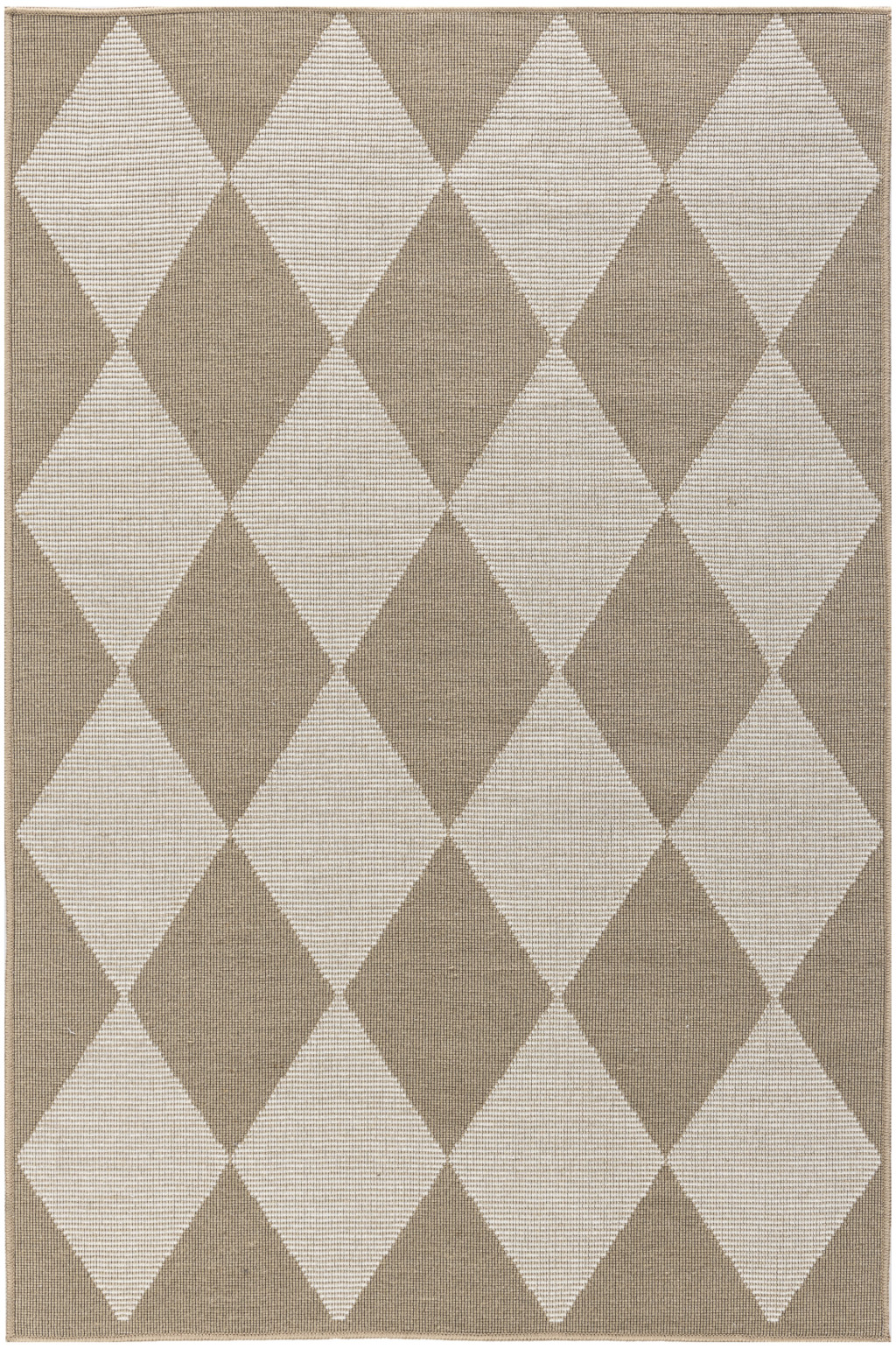 4 x 6 Natural and Ivory geometric Power Loom Washable Non Skid Area Rug