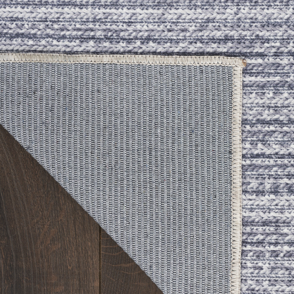 5" X 7" Gray and Ivory Abstract Power Loom Washable Non Skid Area Rug