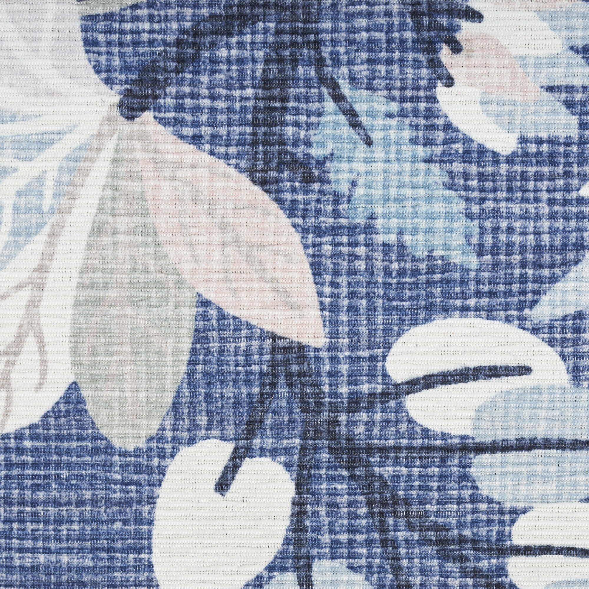 5" X 7" Blue and Off White Floral Power Loom Washable Non Skid Area Rug