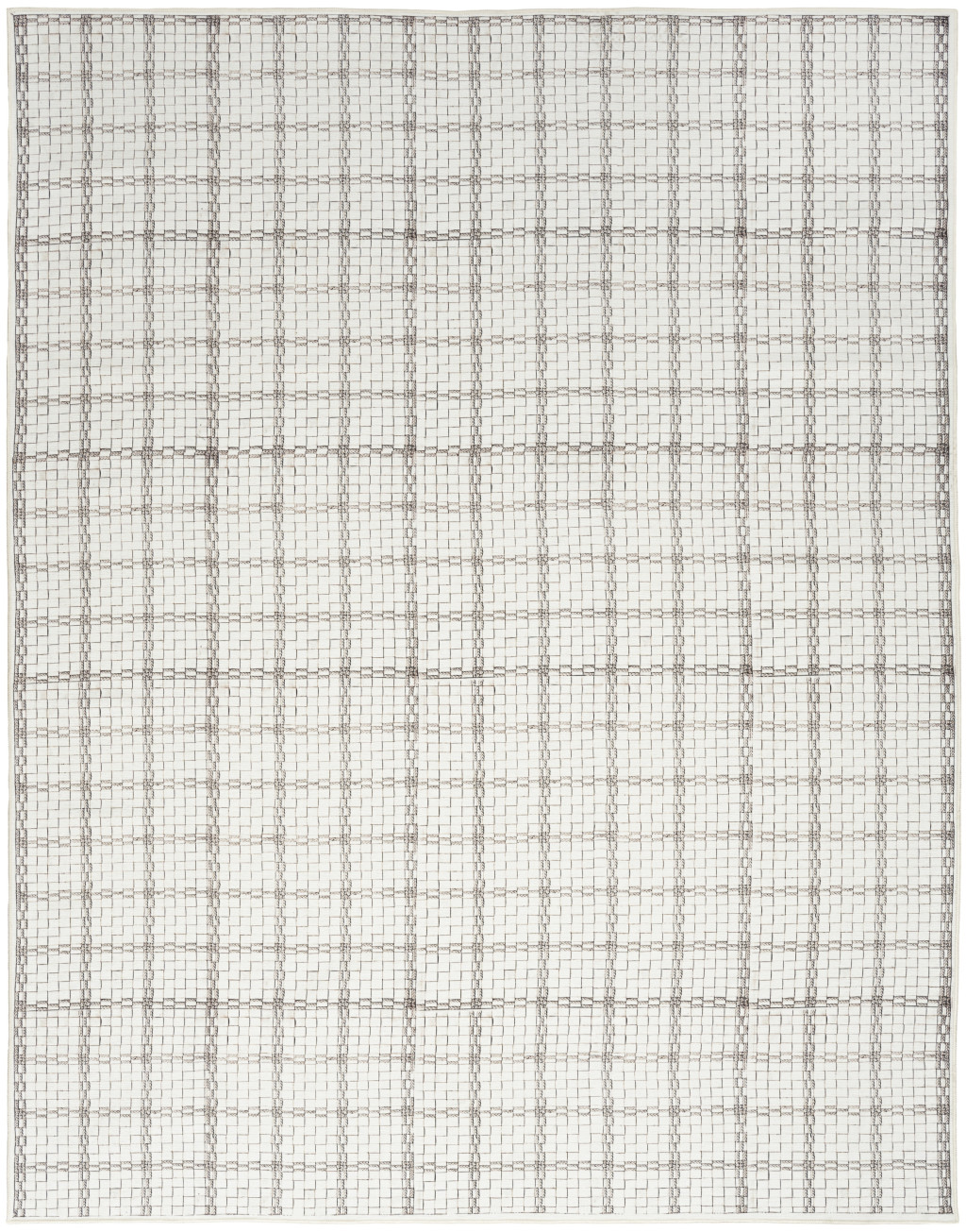6 x 9 Ivory and gray geometric Power Loom Washable Non Skid Area Rug