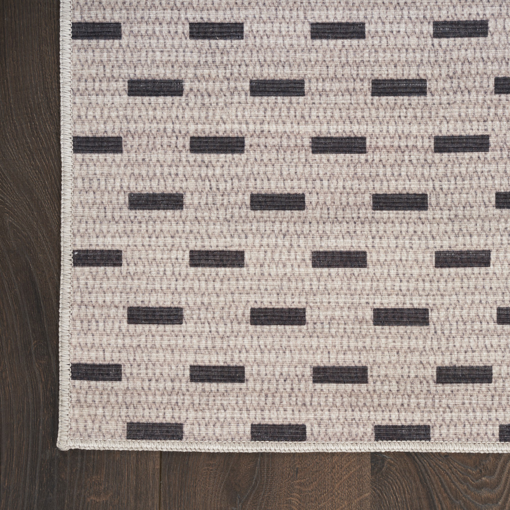 6 x 9 Ivory and Brown geometric Power Loom Washable Non Skid Area Rug