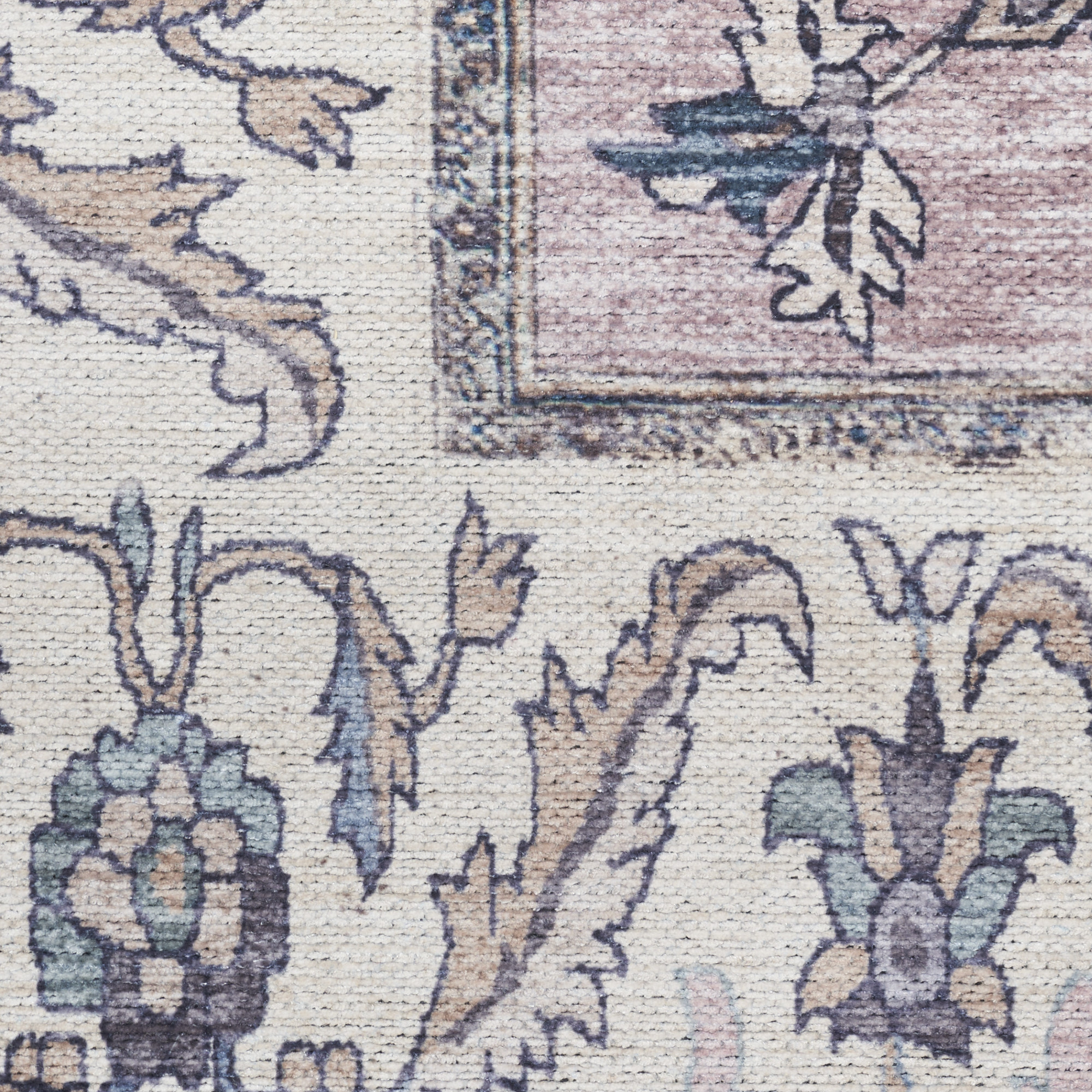 5" X 7" Beige and Gray Oriental Power Loom Distressed Washable Non Skid Area Rug