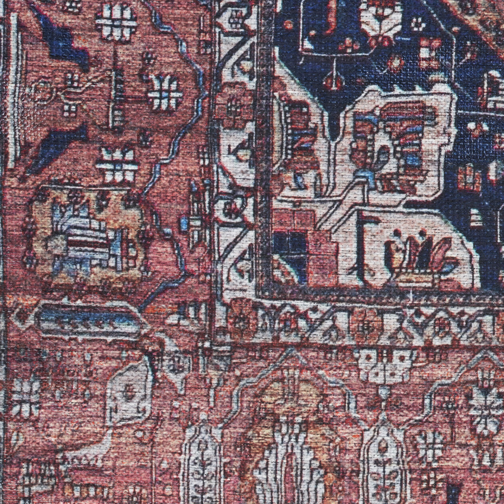 6" Red and Ivory Oriental Power Loom Distressed Washable Non Skid Runner Rug