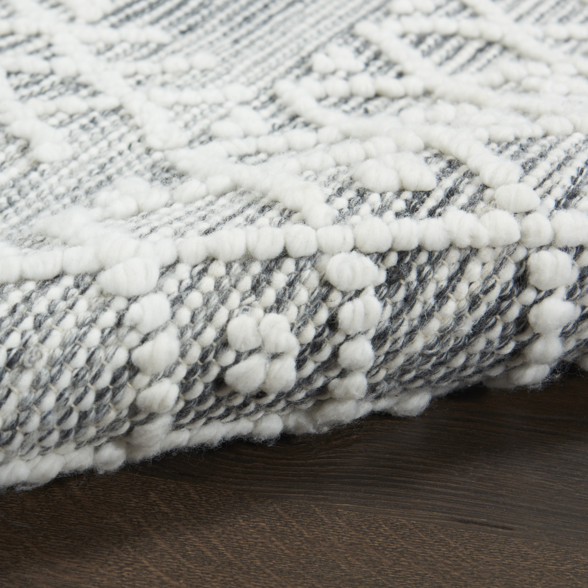 5" X 8" Gray and Ivory Geometric Hand Woven Area Rug With Fringe