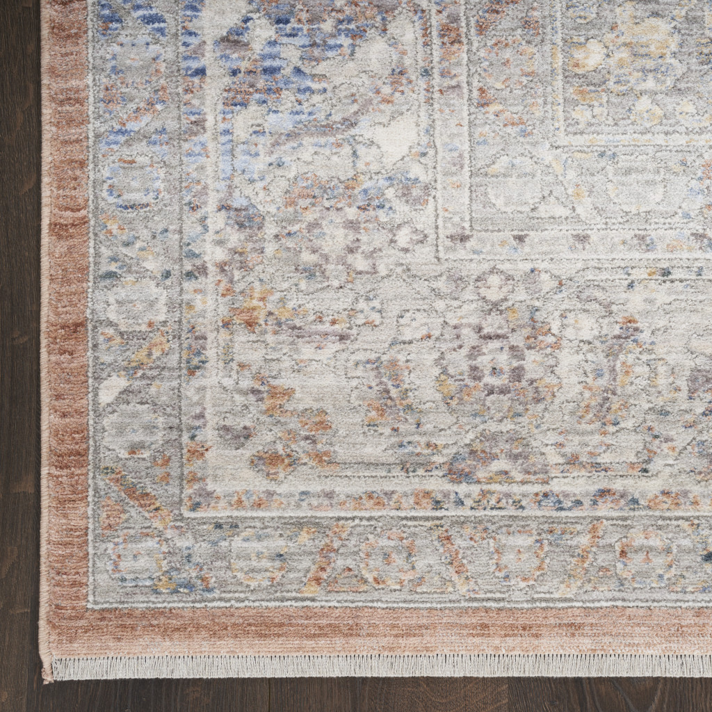 3 X 5 Brown and Blue Oriental Power Loom Distressed Area Rug