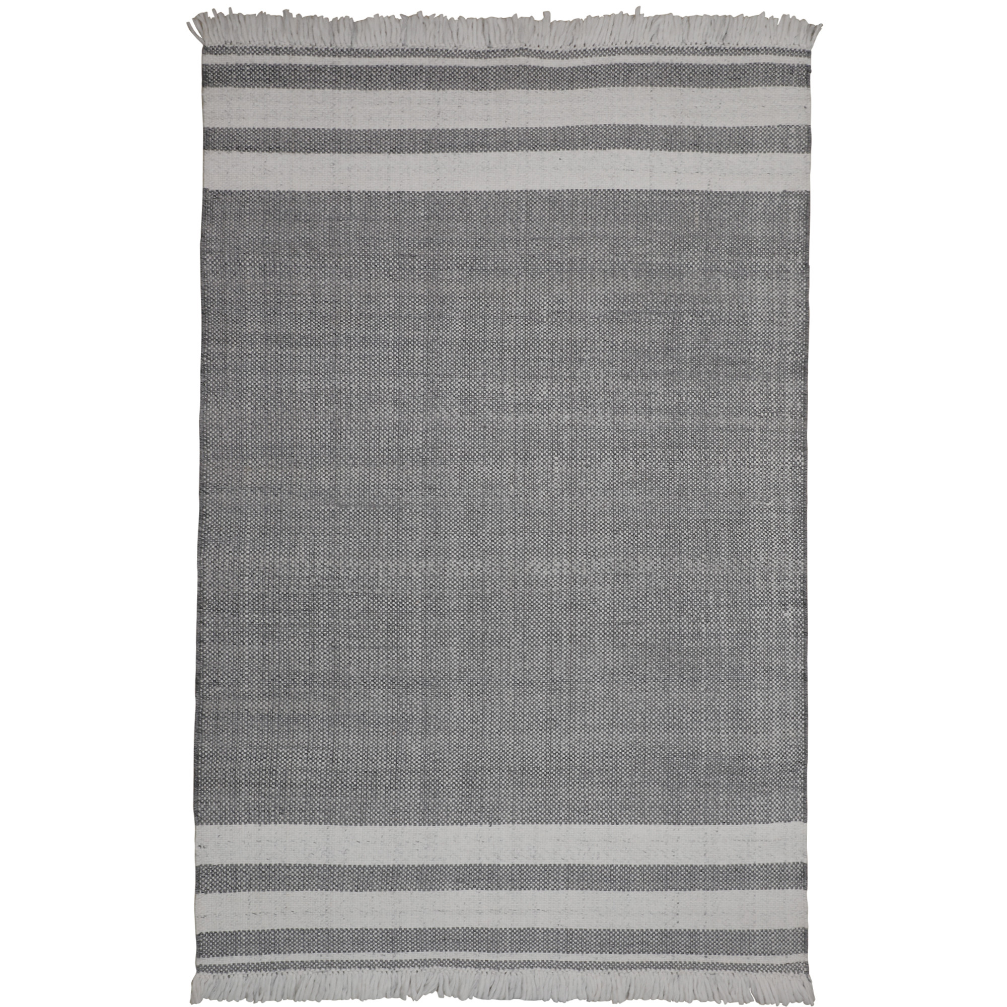 9' X 12' Dark Gray Striped Handmade Indoor Outdoor Area Rug-533580-1