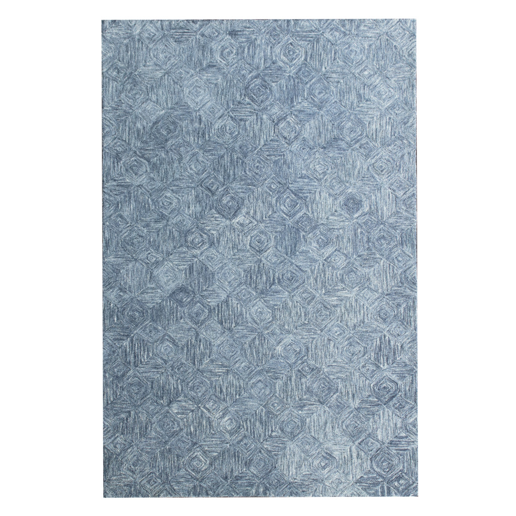 9' x 12' Blue Wool Geometric Hand Tufted Area Rug-533592-1