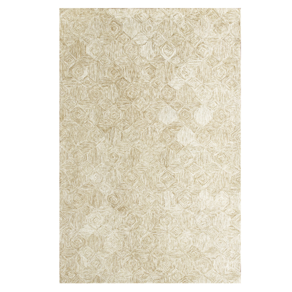 8 x 10 Beige Wool geometric Hand Tufted Area Rug