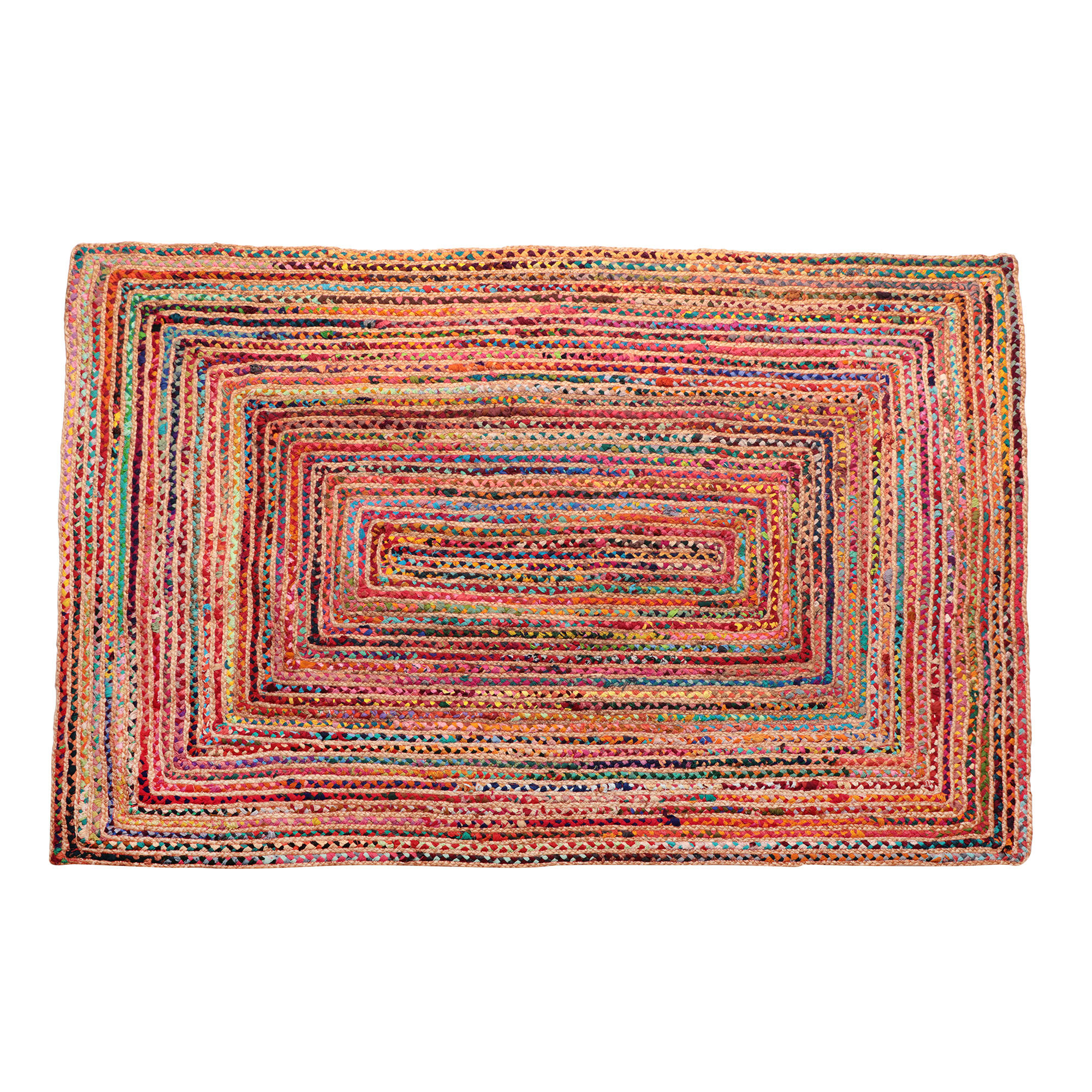 3" X 5" Tan Geometric Hand Braided Area Rug